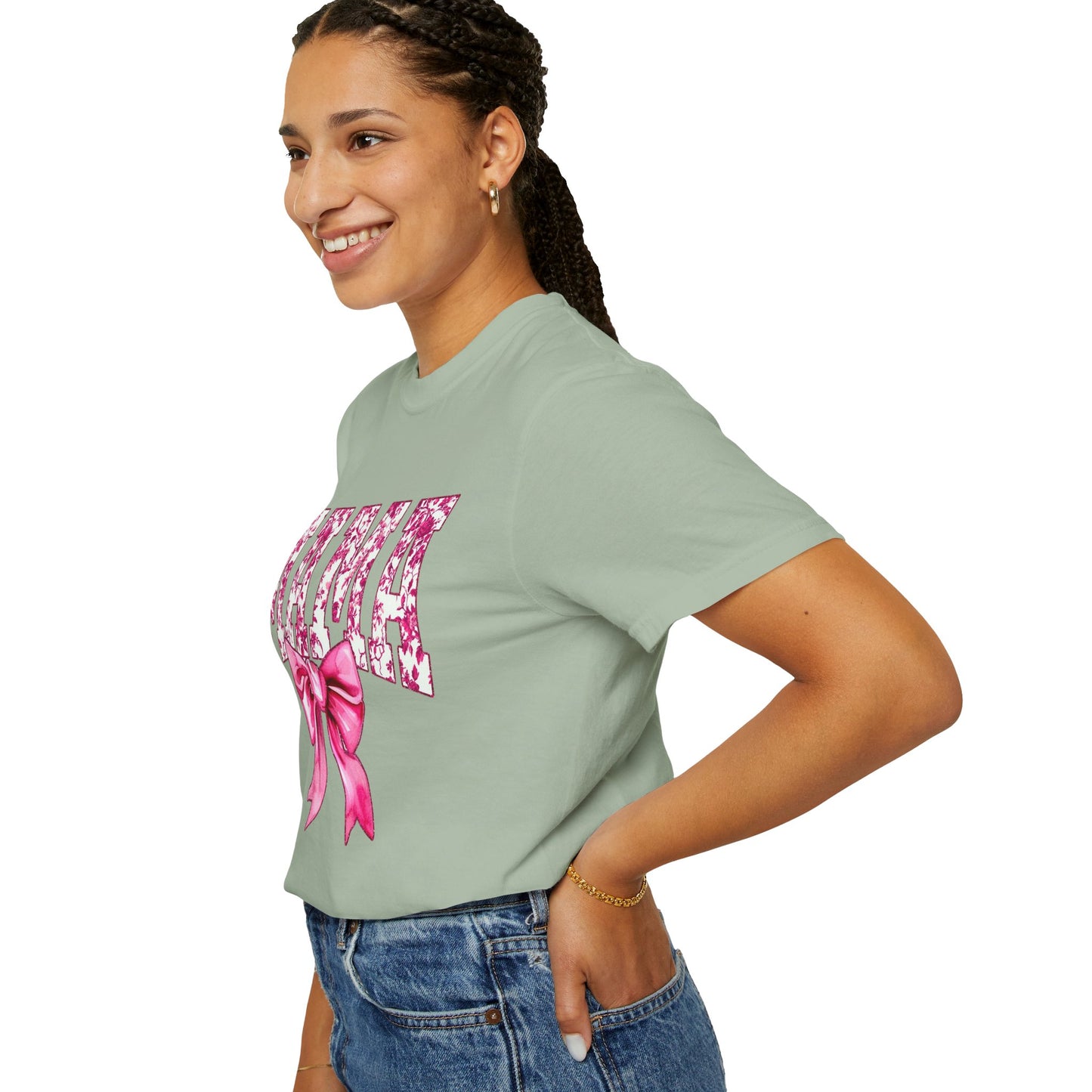 Mama Floral Bow T-Shirt — Mother's Day Pink Ribbon Tee