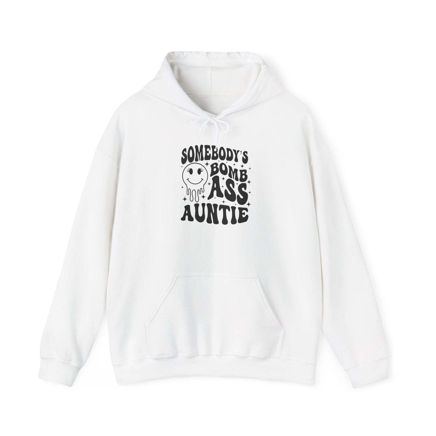 Hoodie — "Somebody's Bomb Ass Auntie" Funny Graphic Hooded Sweatshirt