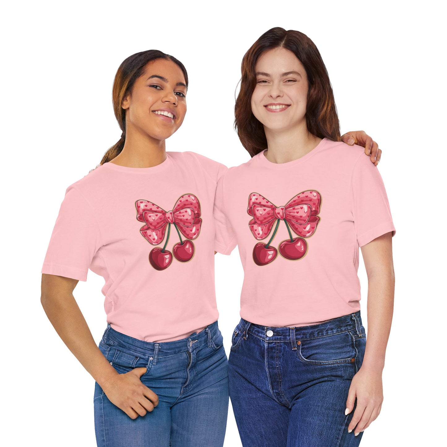 Cherry Bow Tee — Cute Pink Cherry Graphic T-Shirt