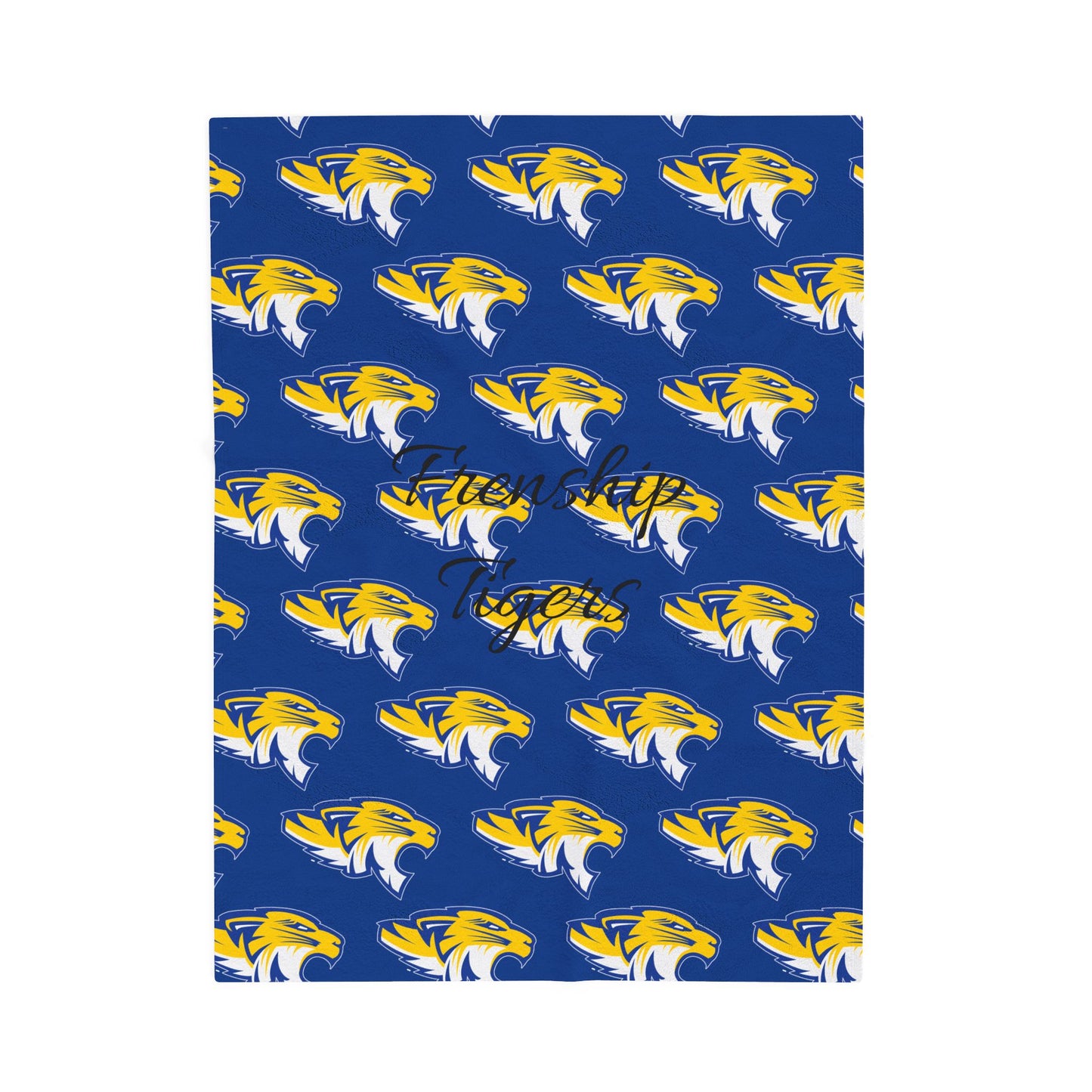 Yellow Blue Frenship Tigers ISD Pattern Blanket | Velveteen Plush Throw
