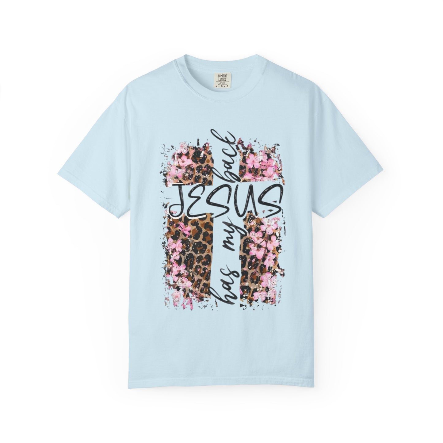 Jesus Has My Back T-Shirt | Leopard Floral Cross Christian Faith Tee
