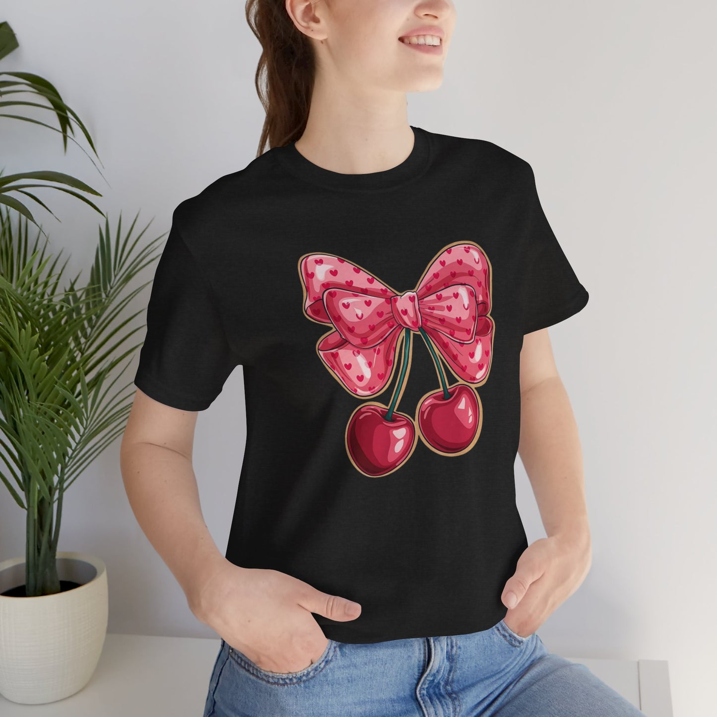 Cherry Bow Tee — Cute Pink Cherry Graphic T-Shirt