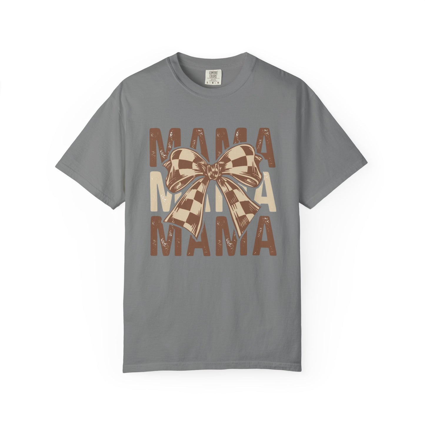 Mama Graphic T-Shirt — Plaid Bow Mom Tee (Mama Print)