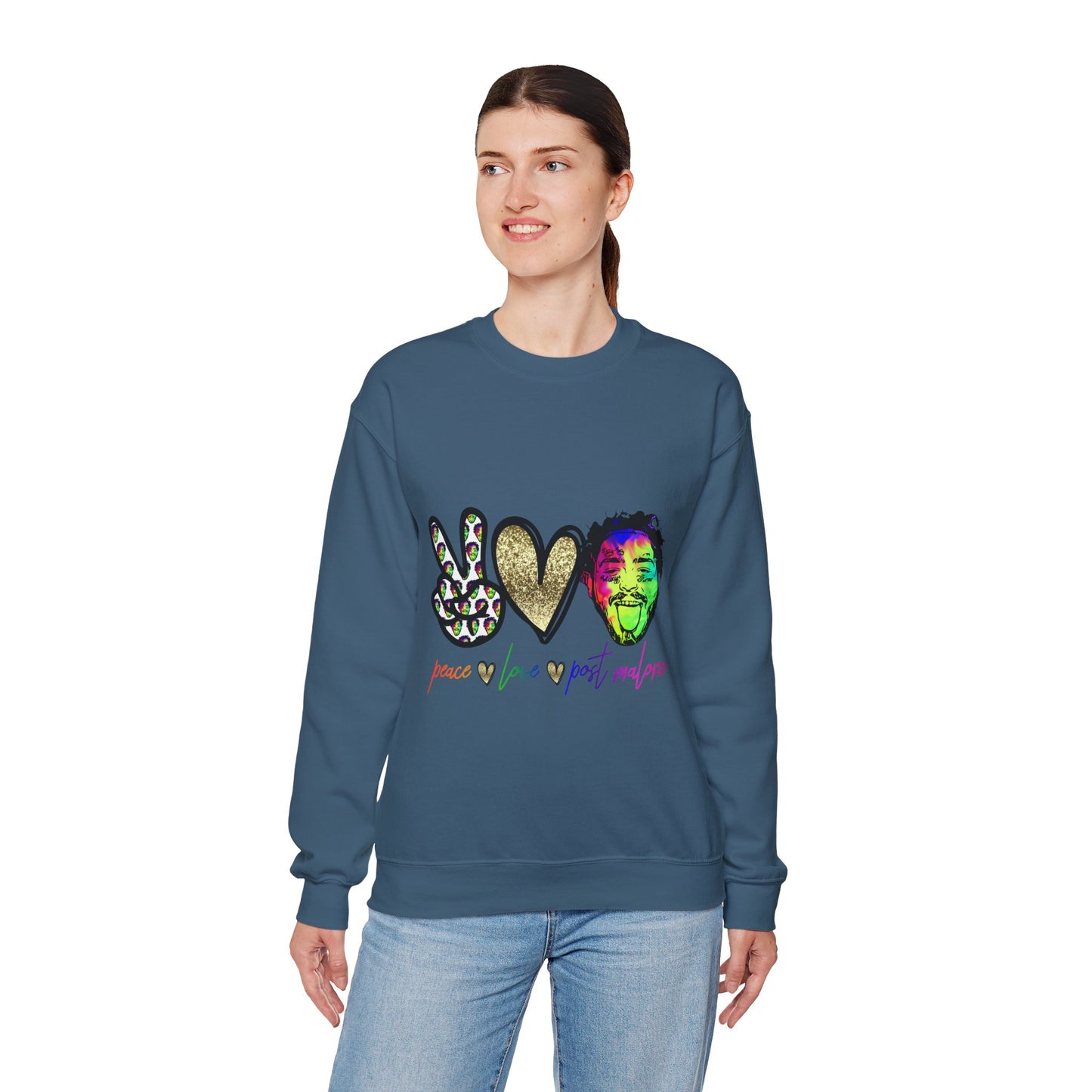 Leopard Peace Sign with Gold Heart crewneck sweatshirt | peace  love
