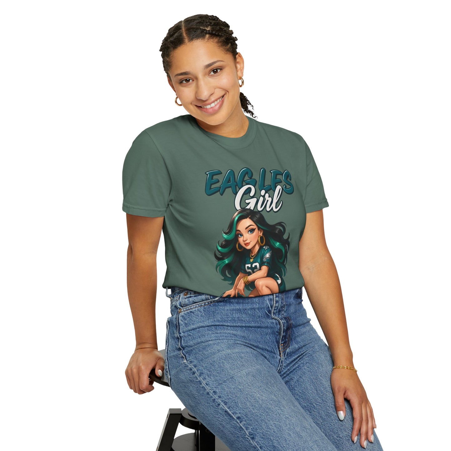 Eagles Girl T-shirt | Football Fan Illustration, Team Spirit Tee