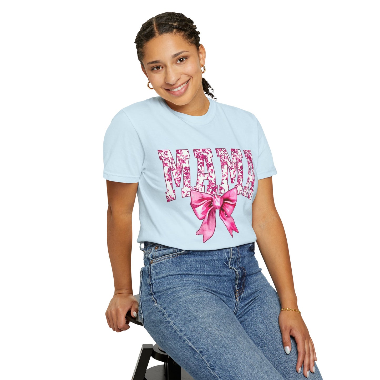 Mama Floral Bow T-Shirt — Mother's Day Pink Ribbon Tee
