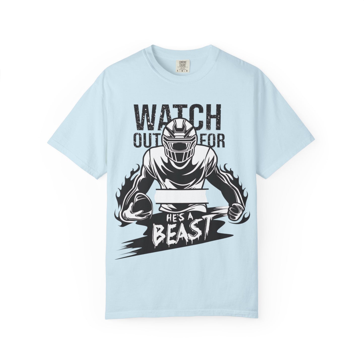 Watch Out For He's A Beast Football Player T-Shirt | Sports Helmet Grunge