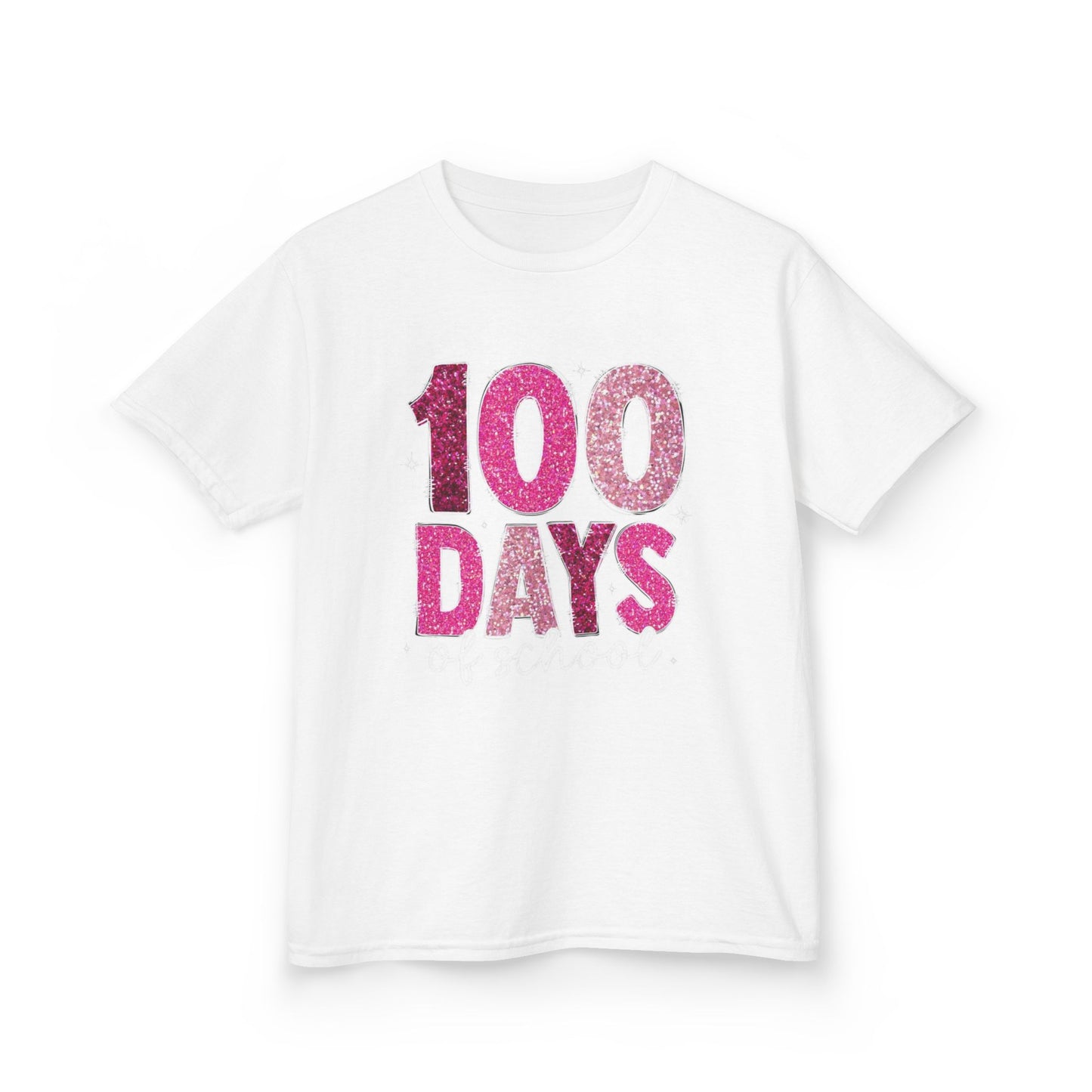 100 Days Glitter Text Kids Tee | School Milestone Shirt