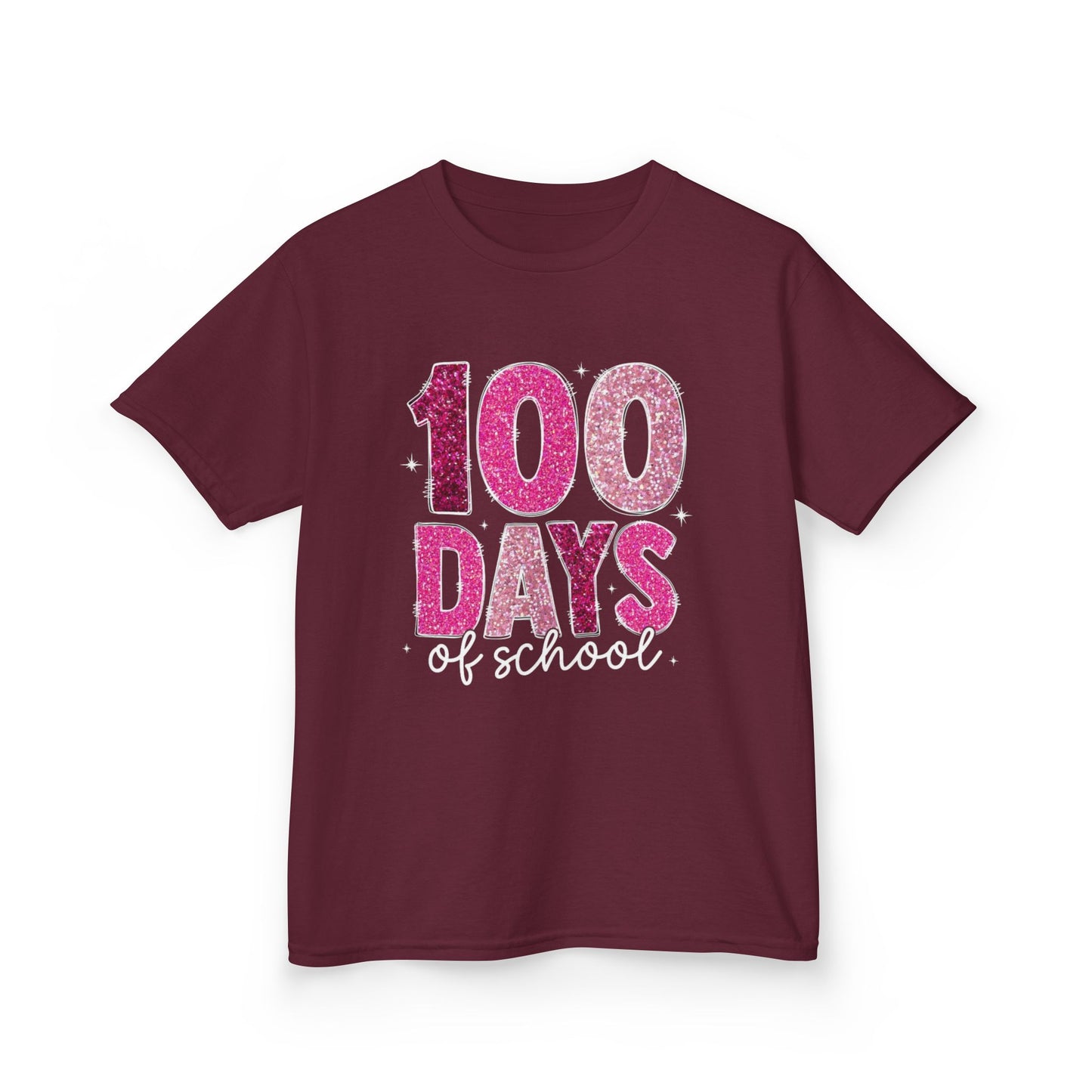 100 Days Glitter Text Kids Tee | School Milestone Shirt