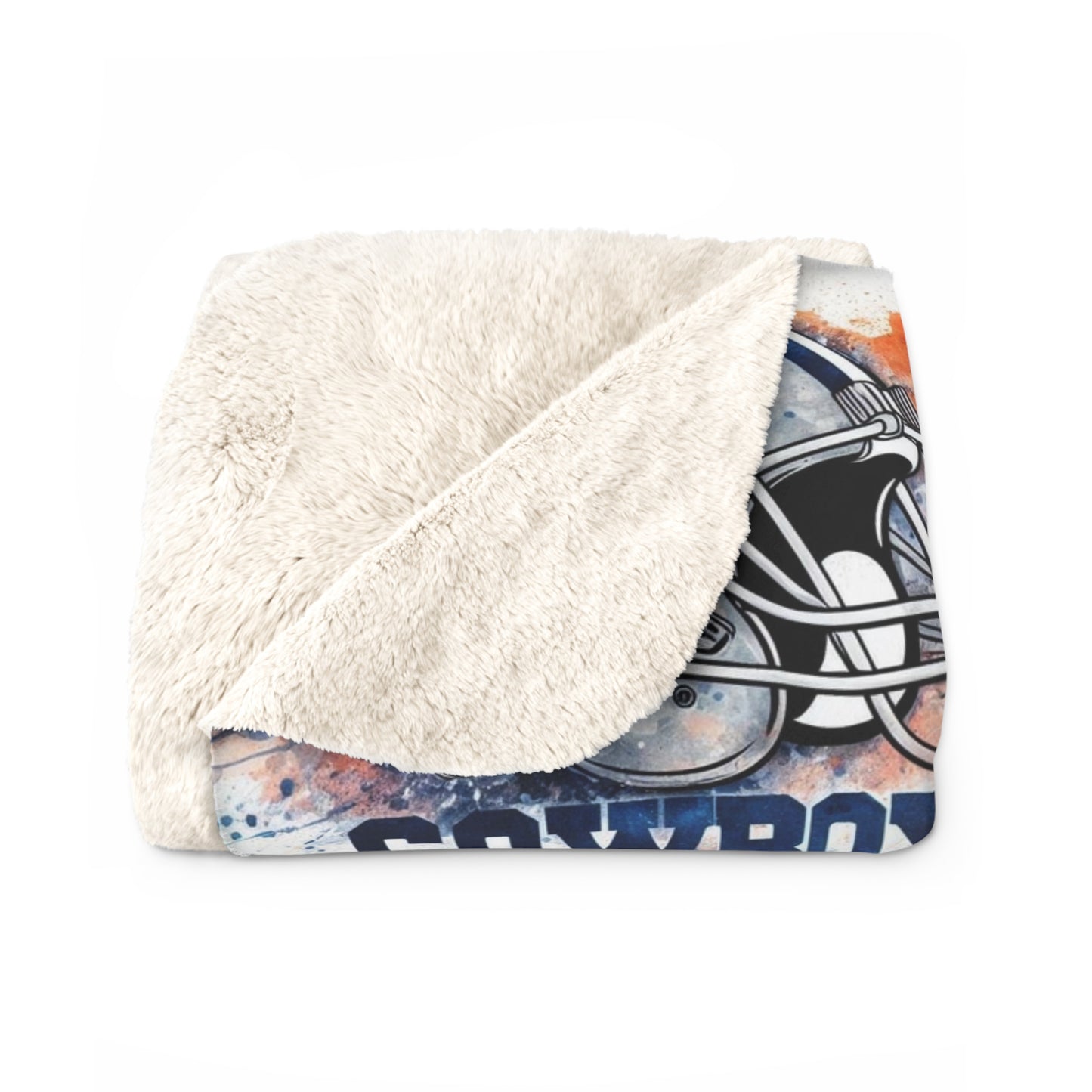 Watercolor Helmet & Wordmark Team Pattern Sherpa Fleece Blanket