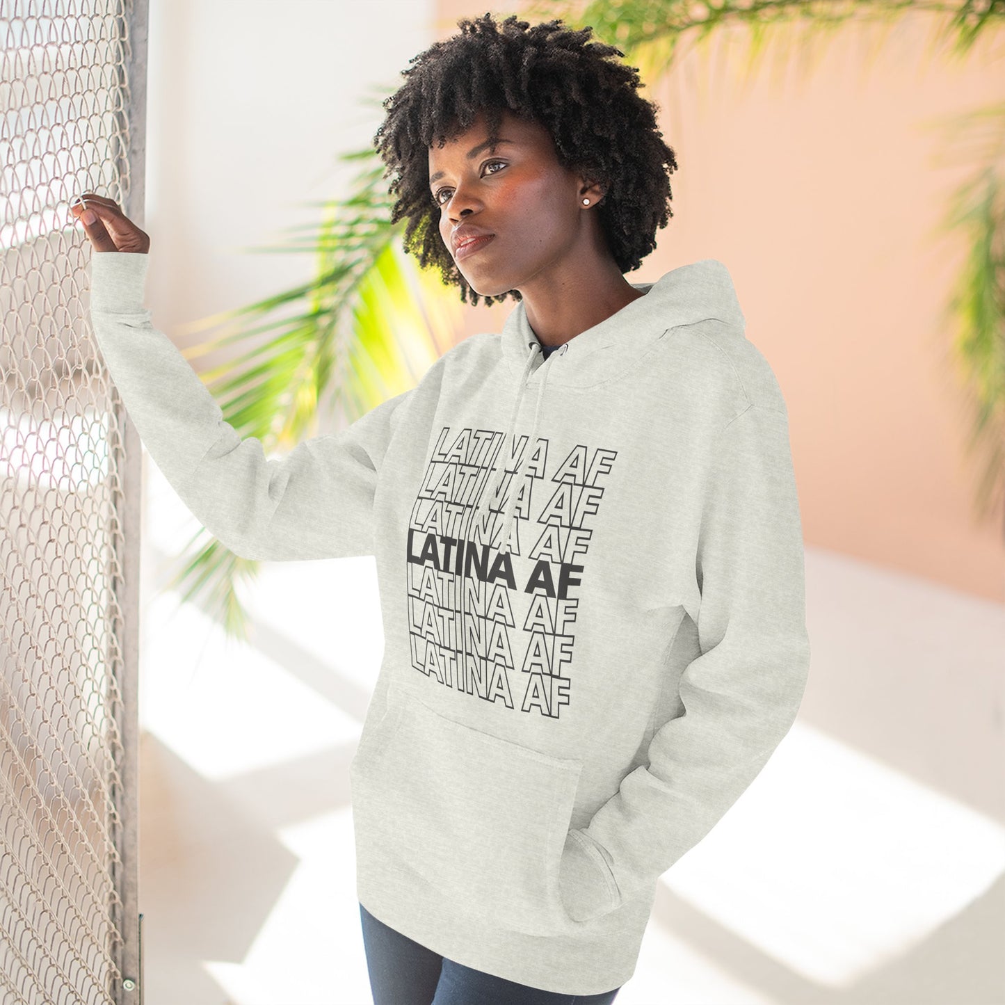 LATINA AF Typography Hoodie | Embroidered Chest Option