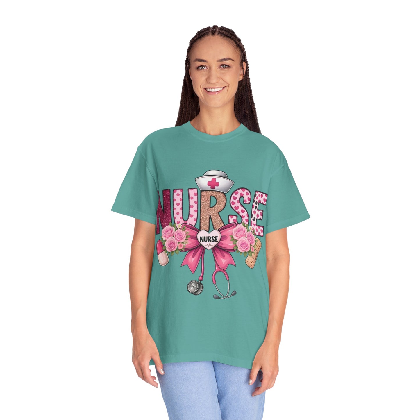 Nurse Floral Heart Stethoscope T-Shirt | Nursing Love Shirt