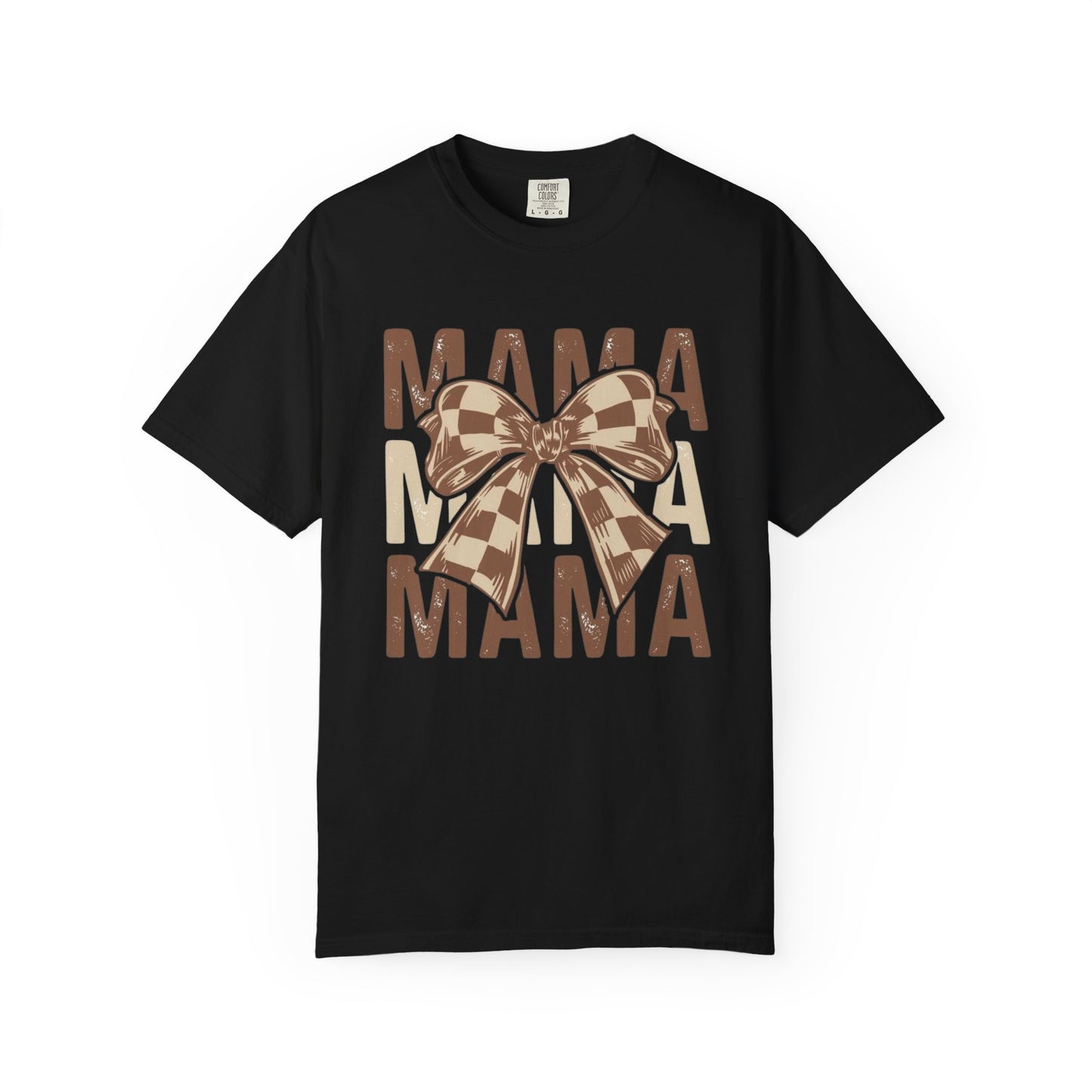 Mama Graphic T-Shirt — Plaid Bow Mom Tee (Mama Print)