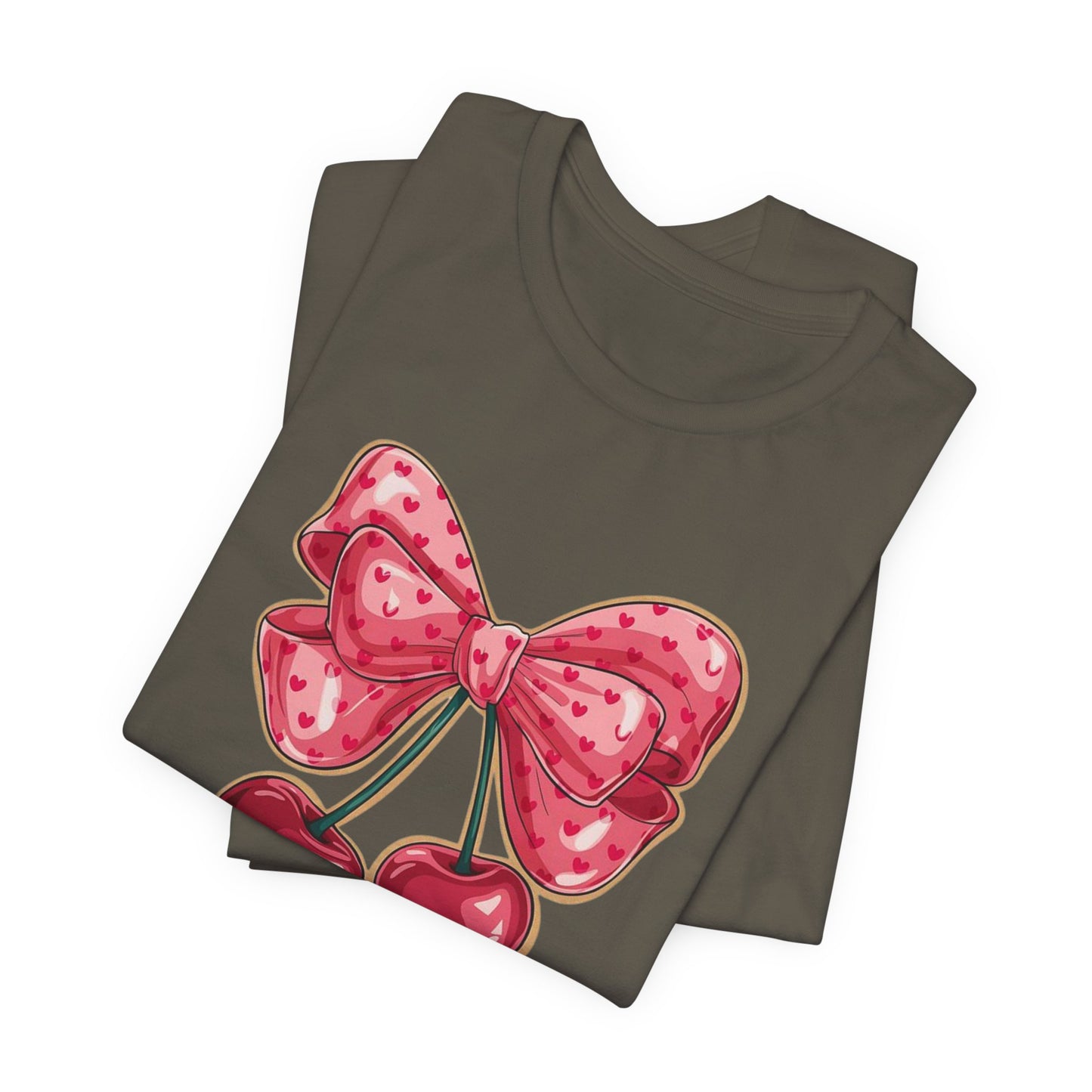 Cherry Bow Tee — Cute Pink Cherry Graphic T-Shirt