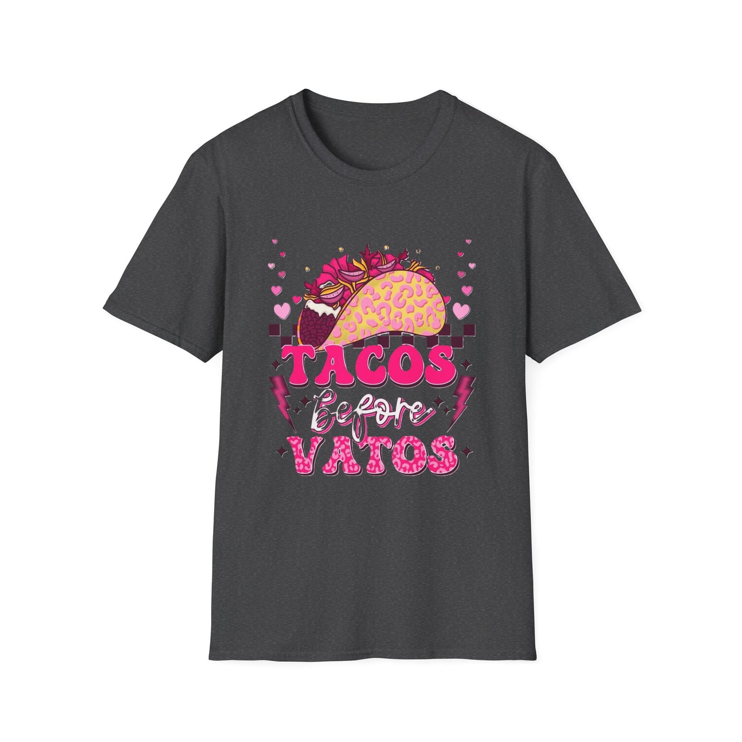 T-Shirt — "Tacos Before Vatos" Cute Pink Taco Graphic Tee