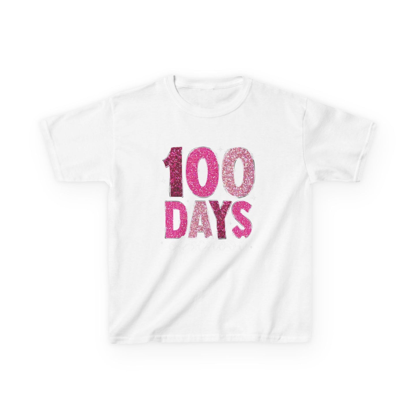100 Days Glitter Text Kids Tee | School Milestone Shirt