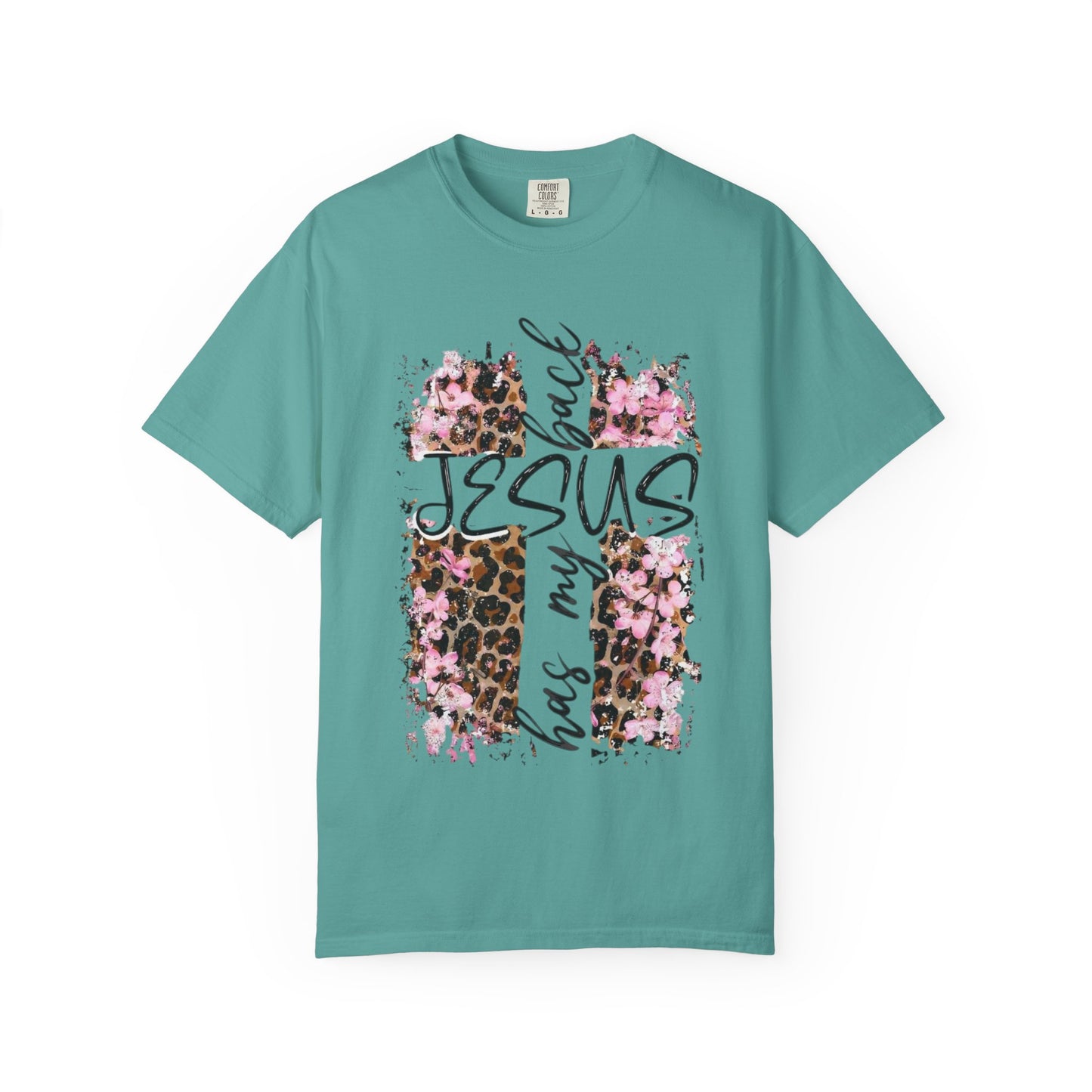 Jesus Has My Back T-Shirt | Leopard Floral Cross Christian Faith Tee