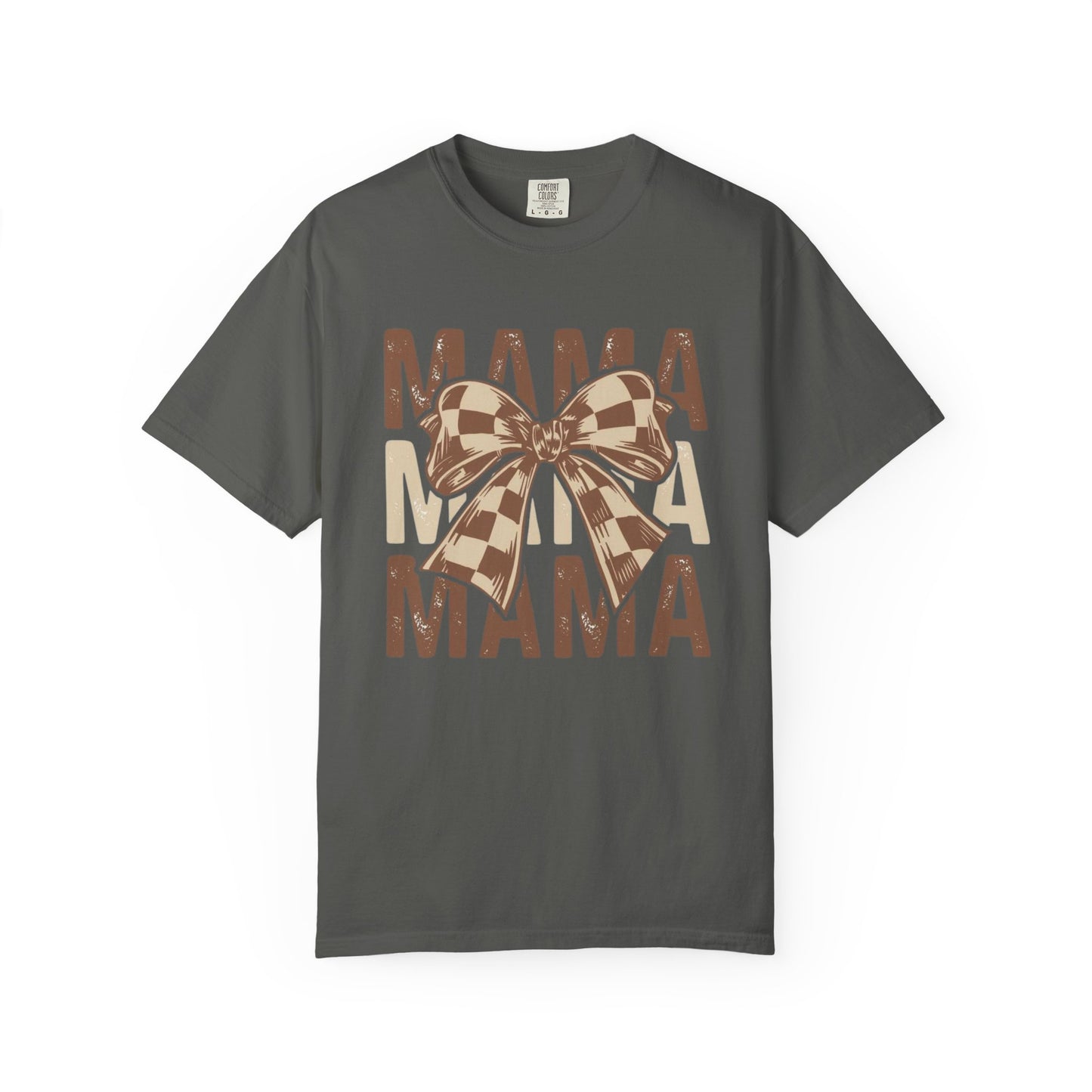 Mama Graphic T-Shirt — Plaid Bow Mom Tee (Mama Print)