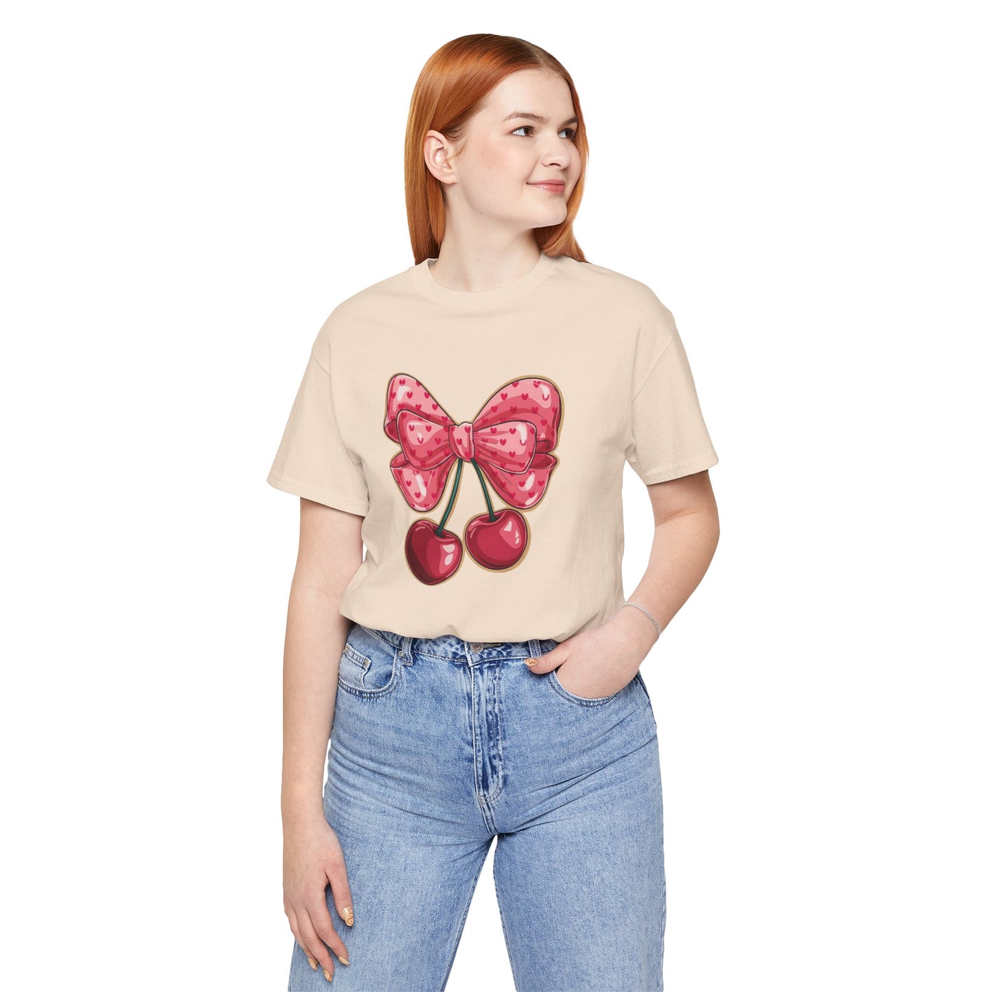 Cherry Bow Tee — Cute Pink Cherry Graphic T-Shirt