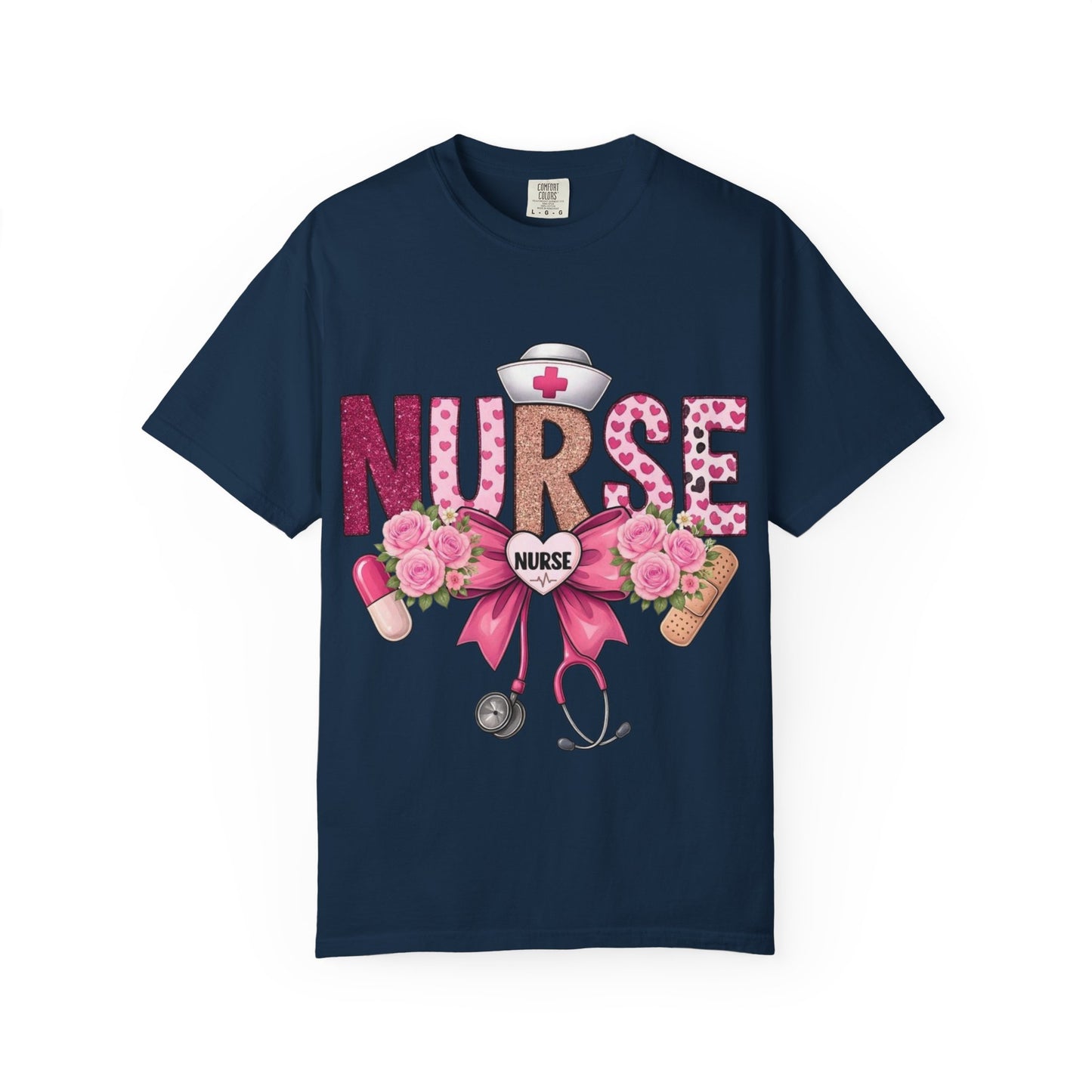 Nurse Floral Heart Stethoscope T-Shirt | Nursing Love Shirt