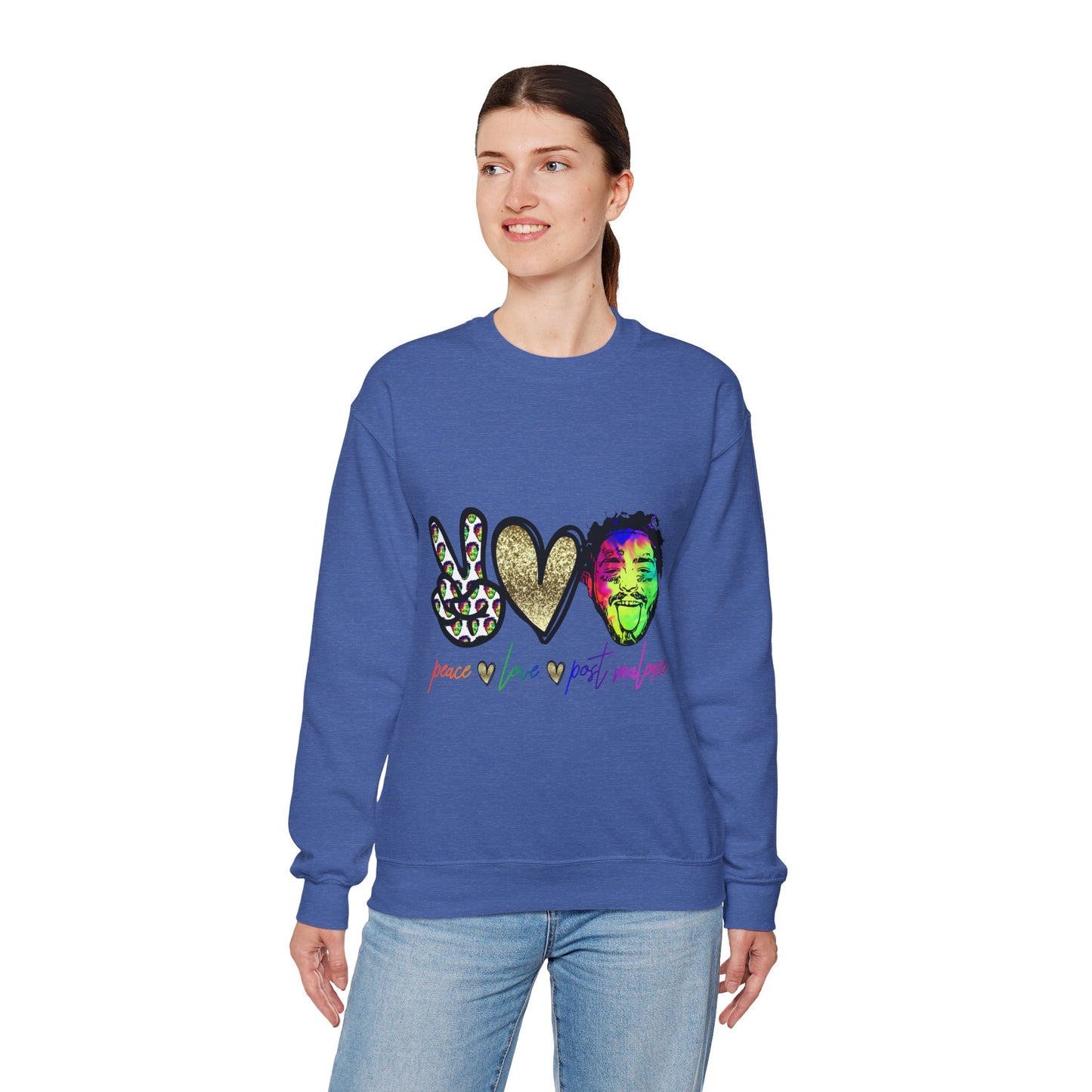 Leopard Peace Sign with Gold Heart crewneck sweatshirt | peace  love