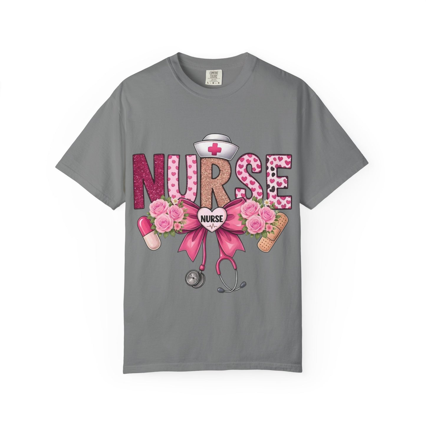 Nurse Floral Heart Stethoscope T-Shirt | Nursing Love Shirt