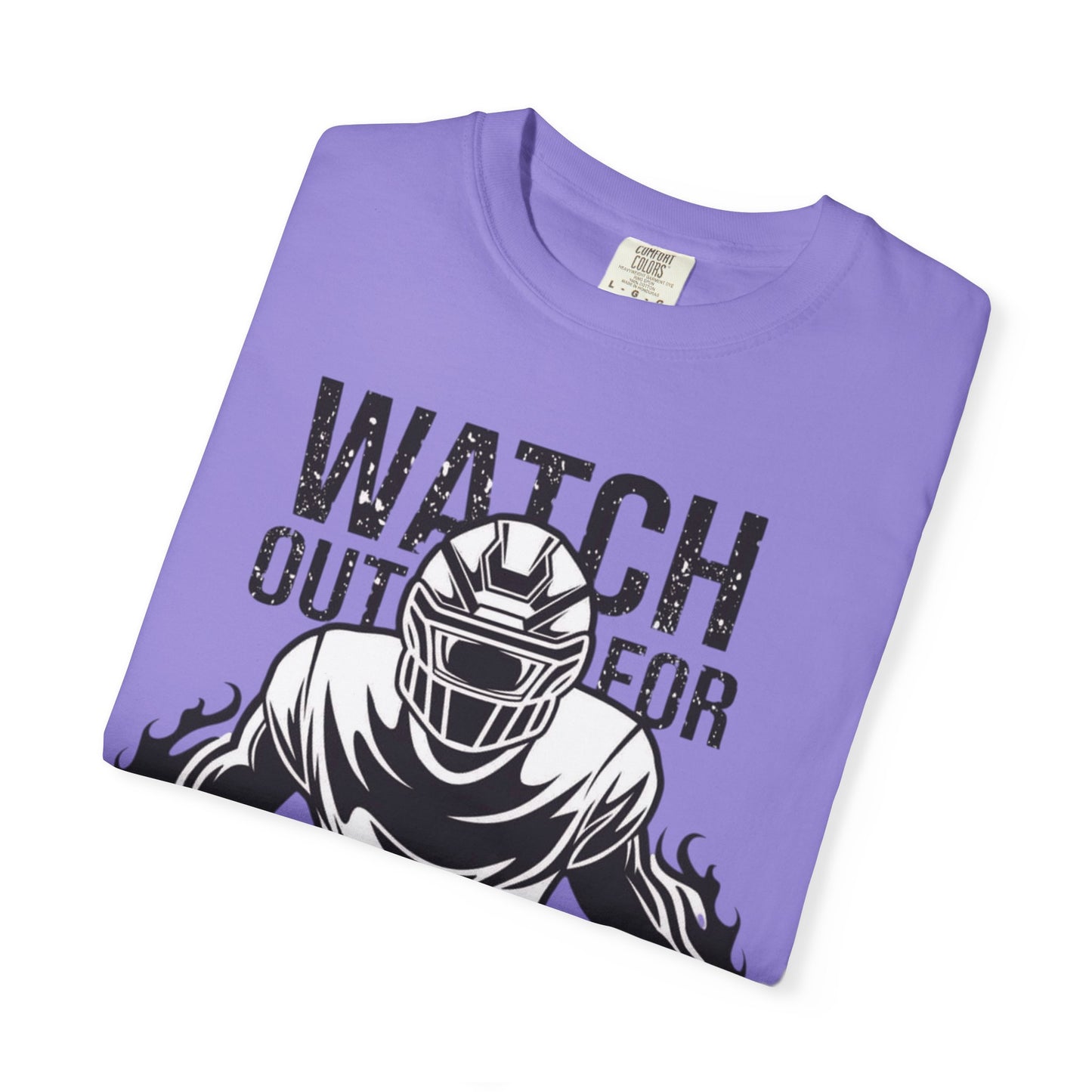 Watch Out For He's A Beast Football Player T-Shirt | Sports Helmet Grunge