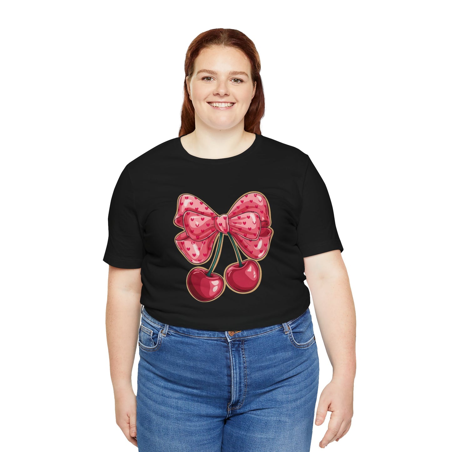 Cherry Bow Tee — Cute Pink Cherry Graphic T-Shirt