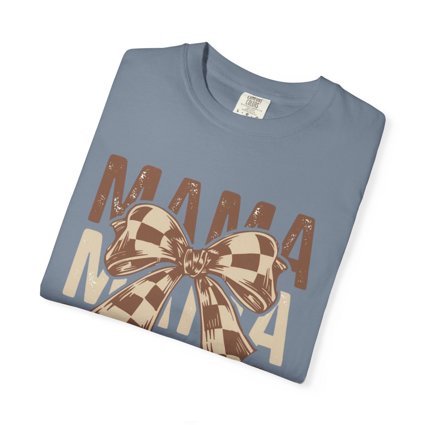 Mama Graphic T-Shirt — Plaid Bow Mom Tee (Mama Print)