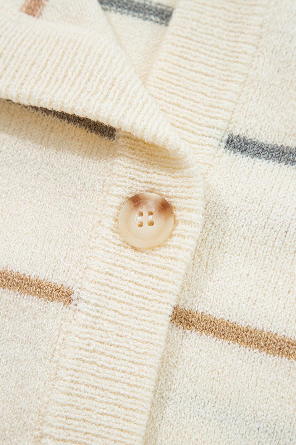 Multicolour Striped Buttoned Front V Neck Drop Shoulder Cardigan