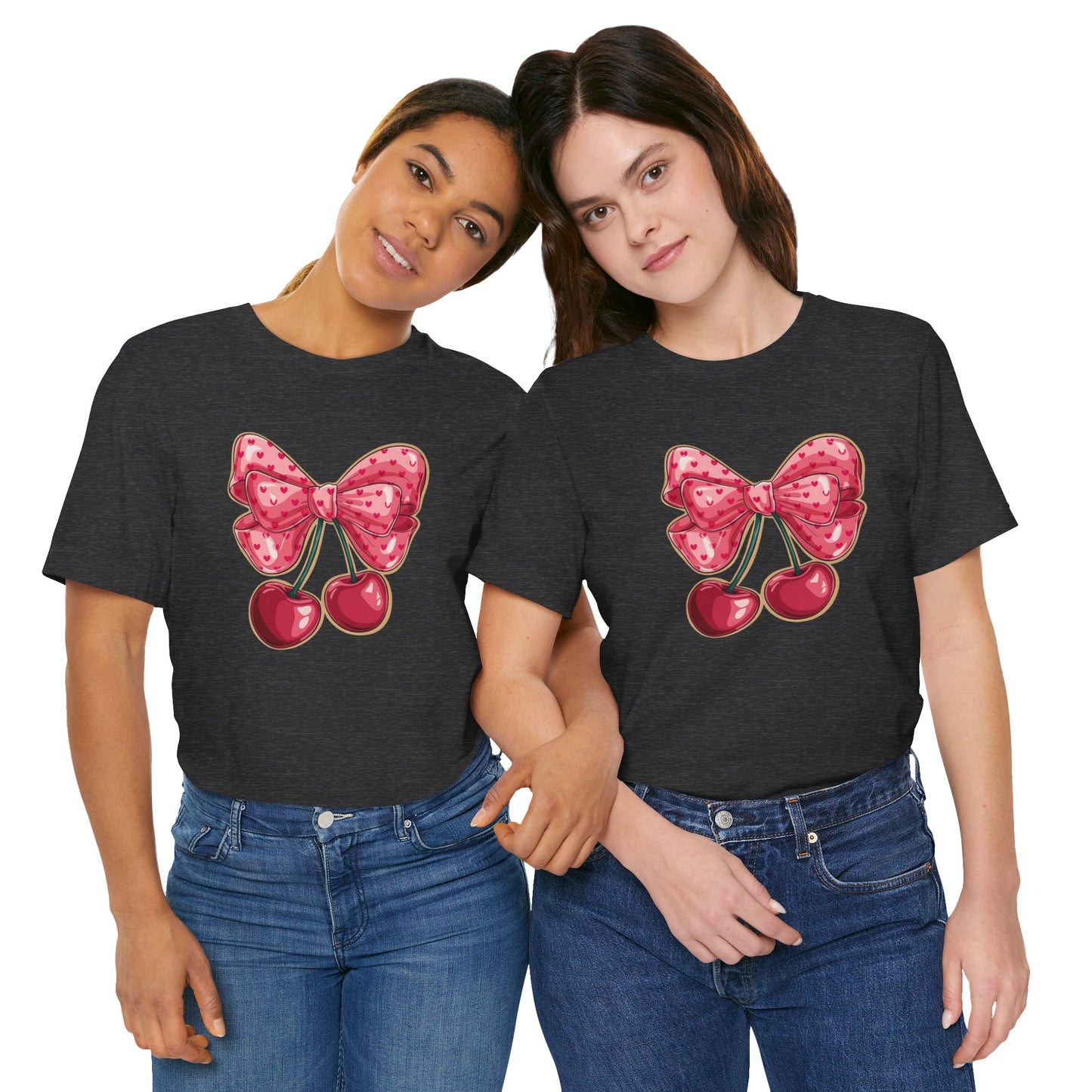 Cherry Bow Tee — Cute Pink Cherry Graphic T-Shirt