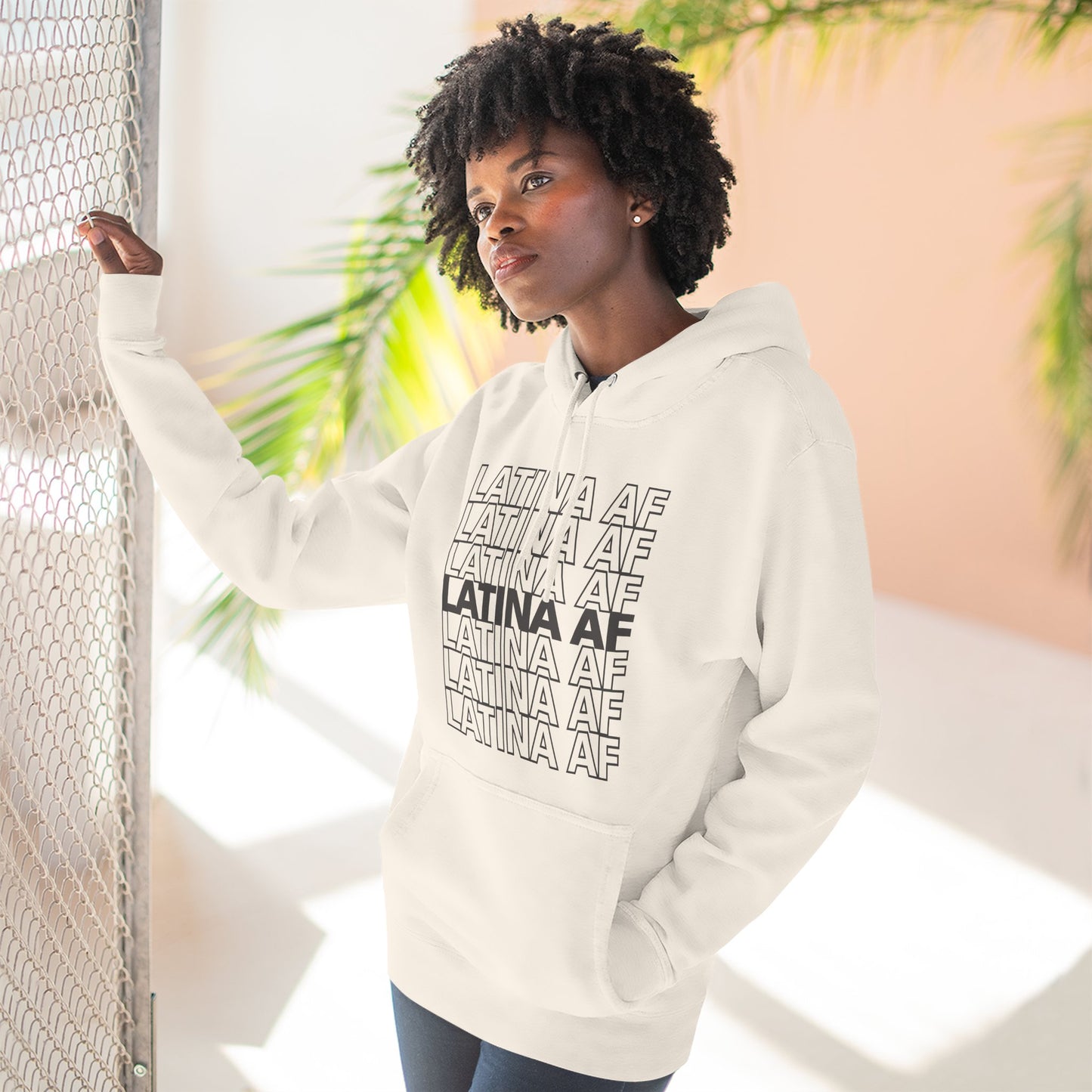LATINA AF Typography Hoodie | Embroidered Chest Option