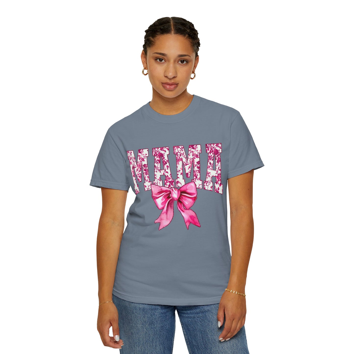 Mama Floral Bow T-Shirt — Mother's Day Pink Ribbon Tee