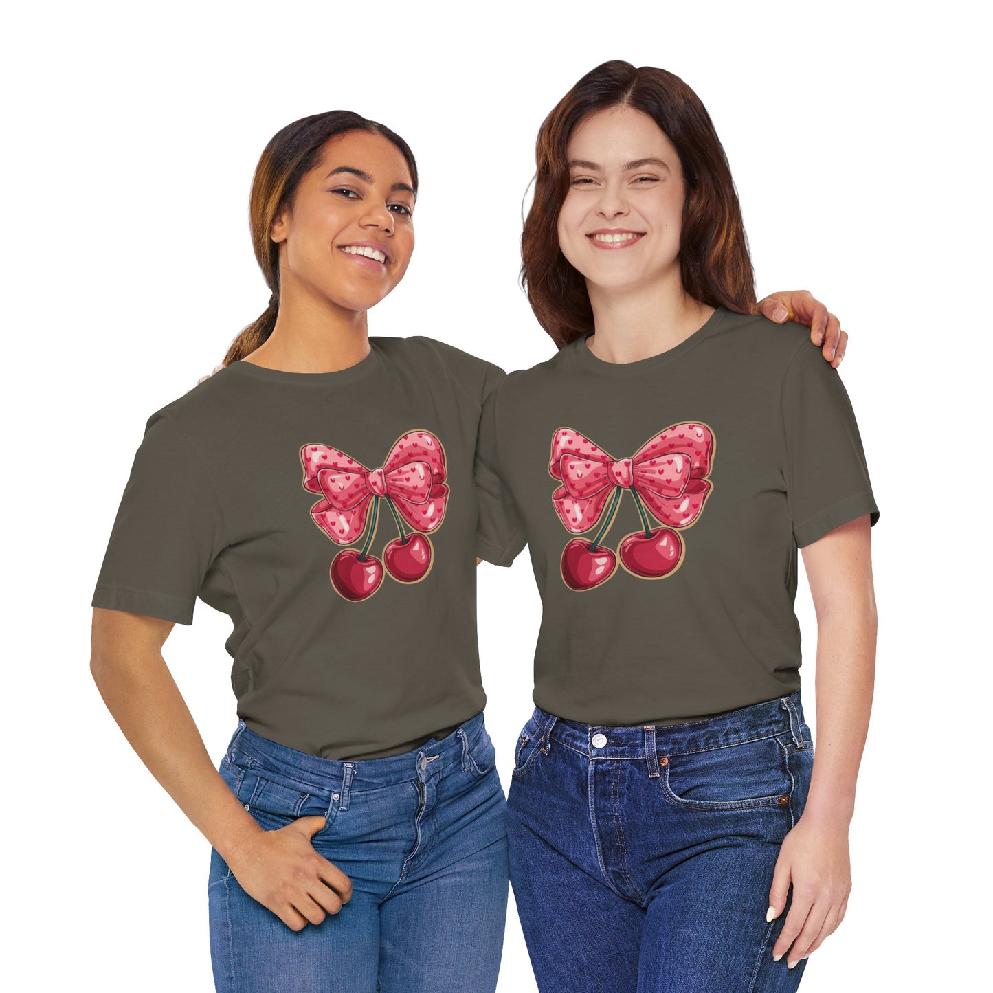 Cherry Bow Tee — Cute Pink Cherry Graphic T-Shirt
