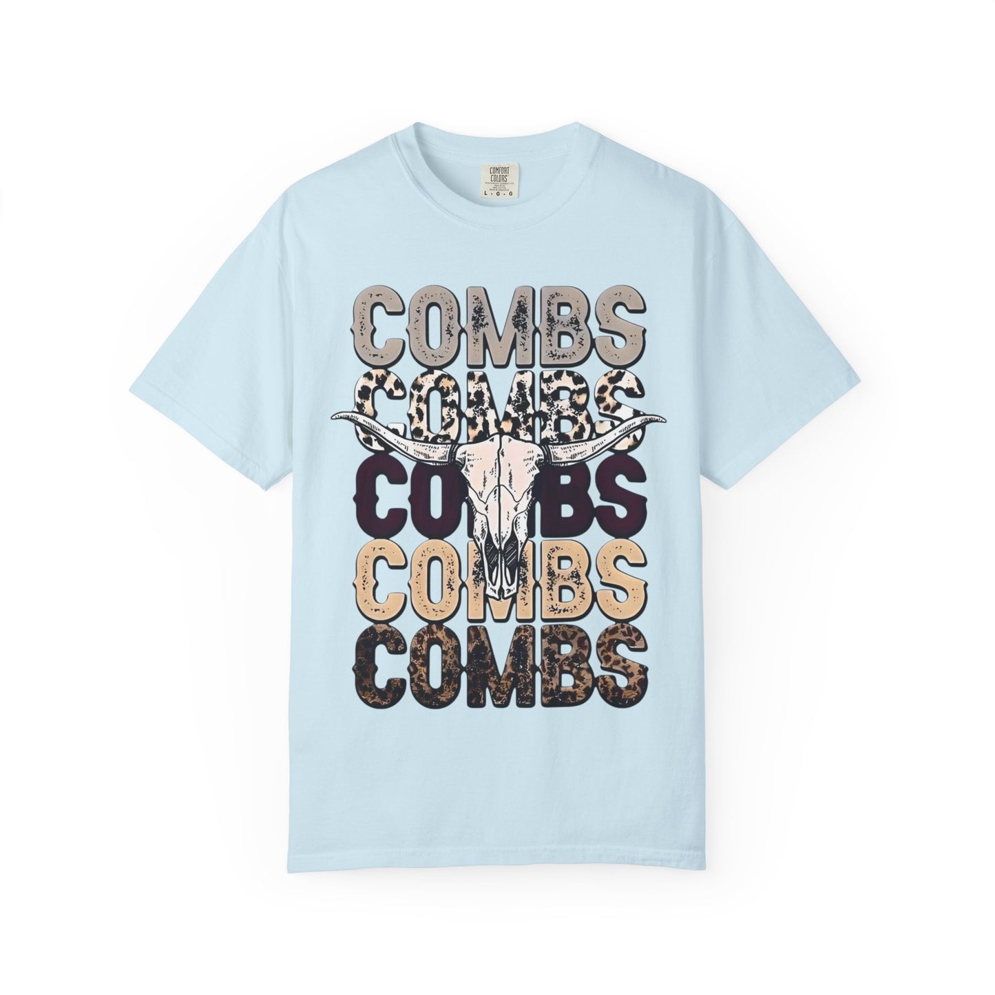 Combs Skull Repeat design T-shirt | Longhorn skull typography tee