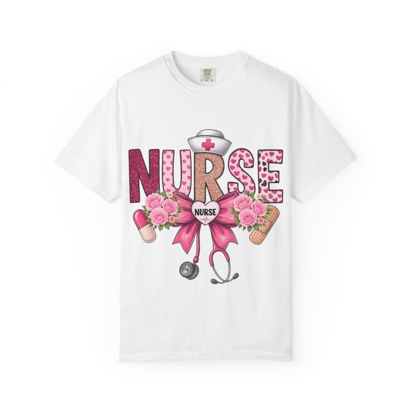 Nurse Floral Heart Stethoscope T-Shirt | Nursing Love Shirt