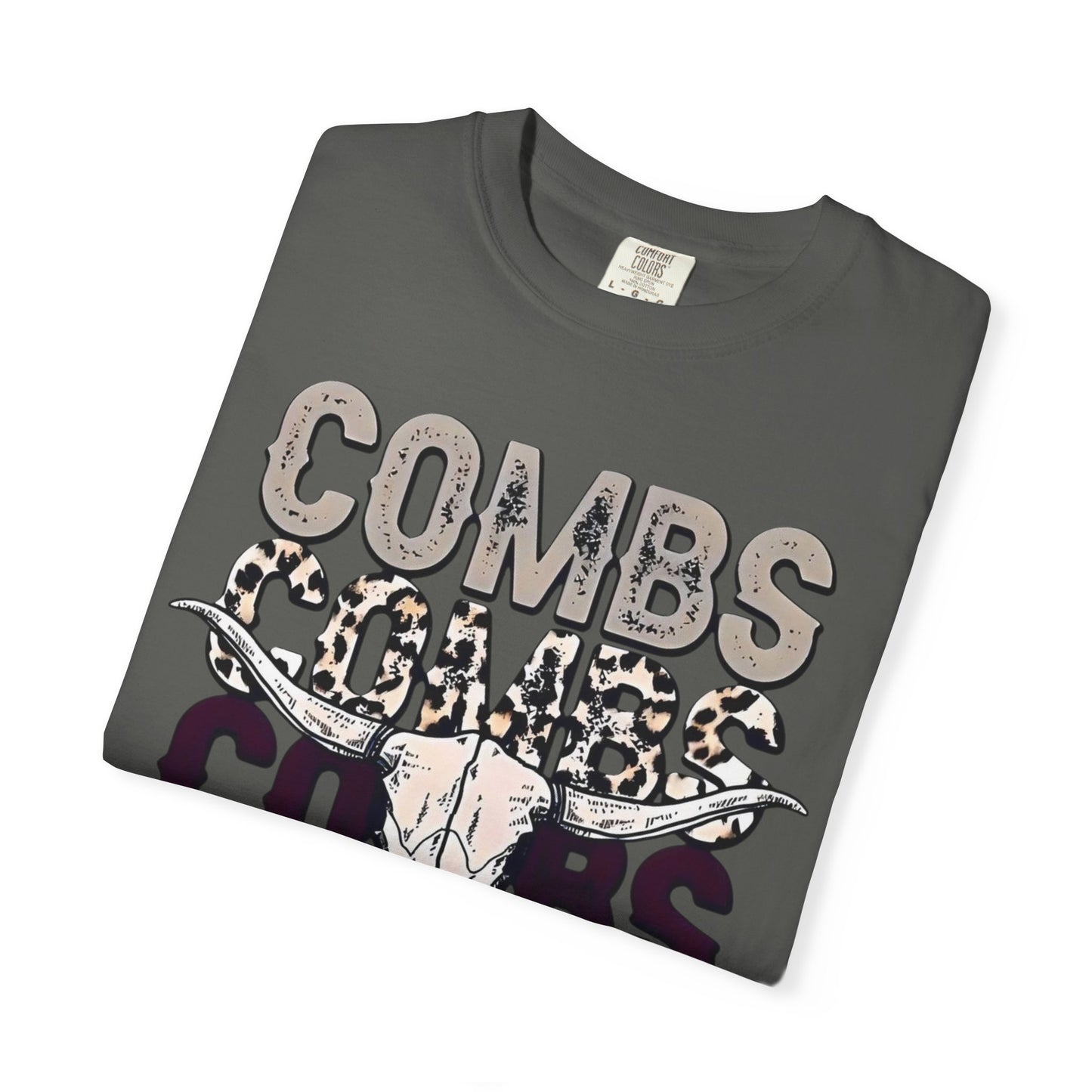 Combs Skull Repeat design T-shirt | Longhorn skull typography tee