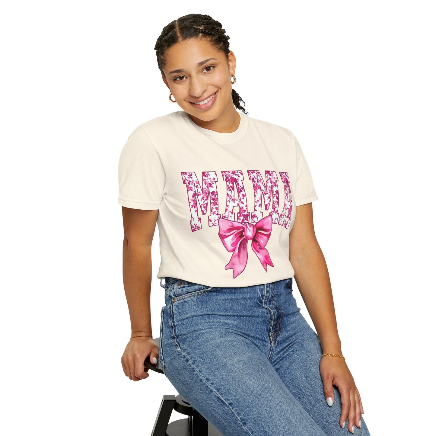 Mama Floral Bow T-Shirt — Mother's Day Pink Ribbon Tee