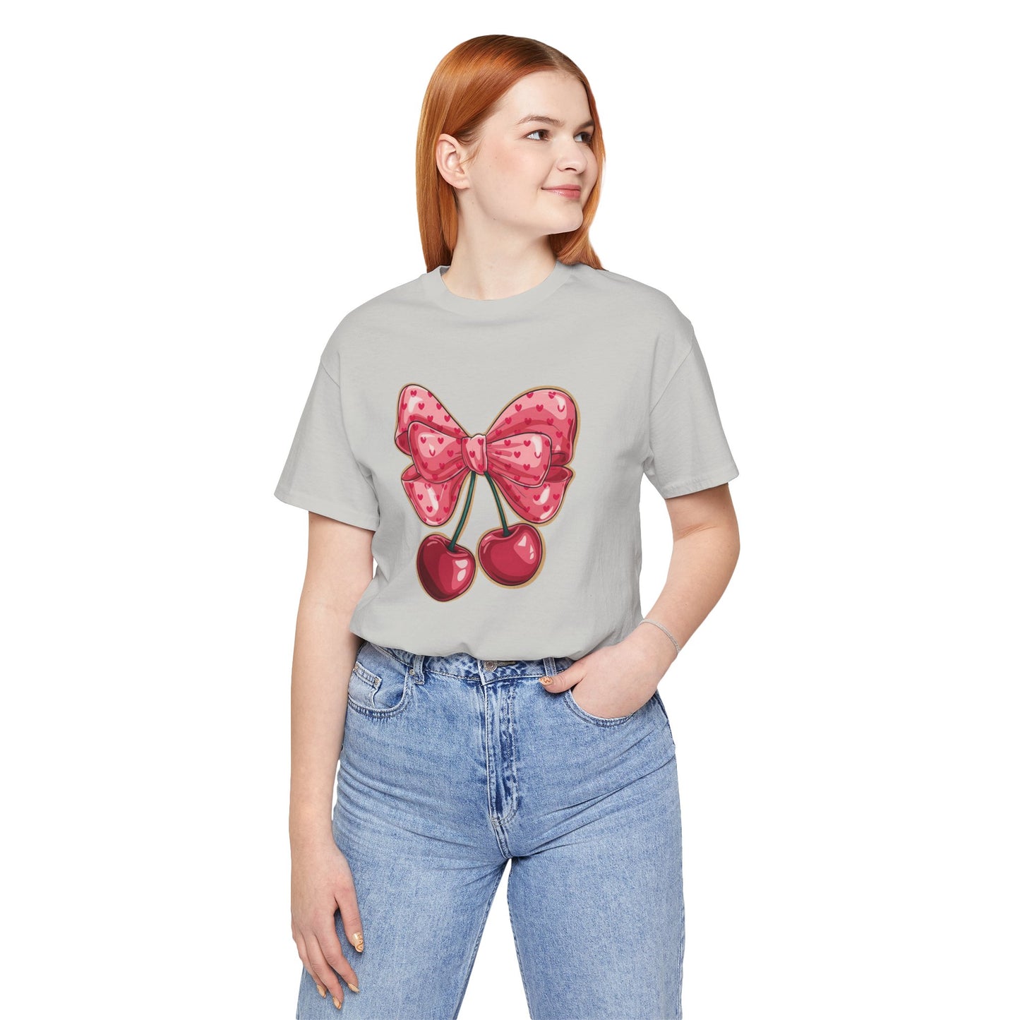 Cherry Bow Tee — Cute Pink Cherry Graphic T-Shirt