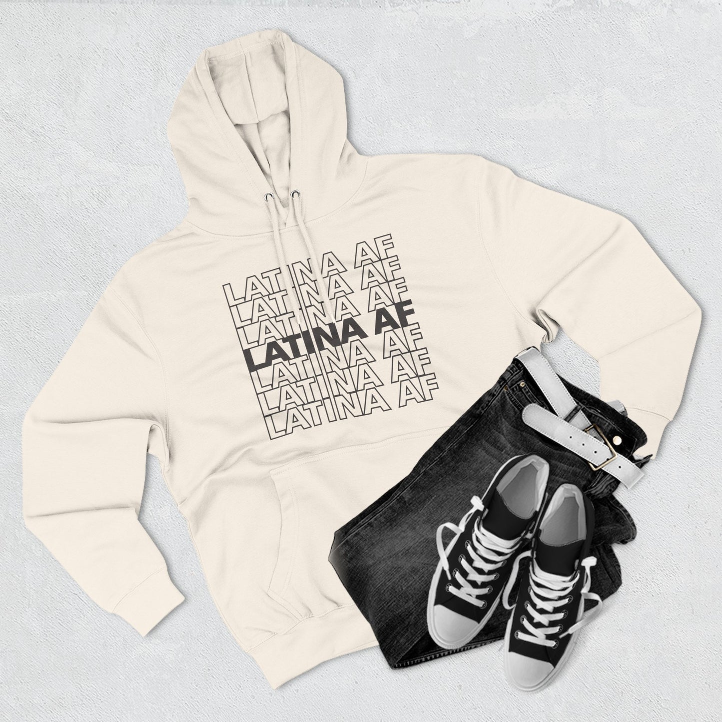 LATINA AF Typography Hoodie | Embroidered Chest Option