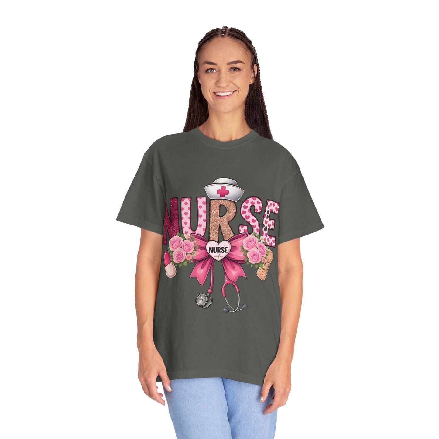 Nurse Floral Heart Stethoscope T-Shirt | Nursing Love Shirt