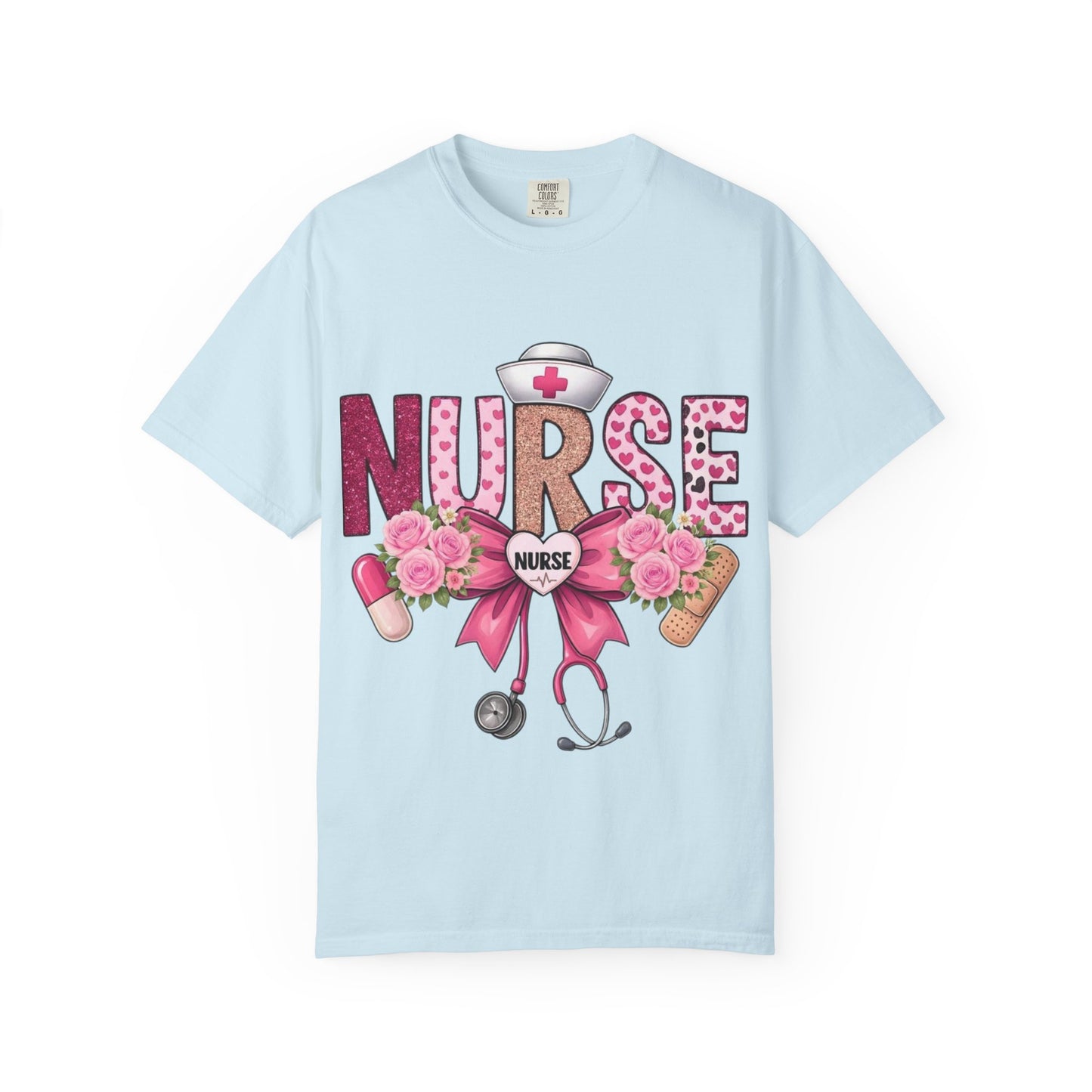 Nurse Floral Heart Stethoscope T-Shirt | Nursing Love Shirt