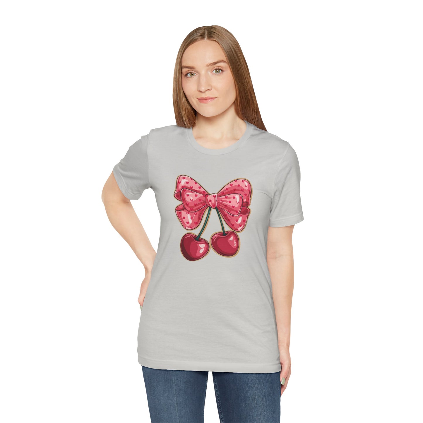 Cherry Bow Tee — Cute Pink Cherry Graphic T-Shirt