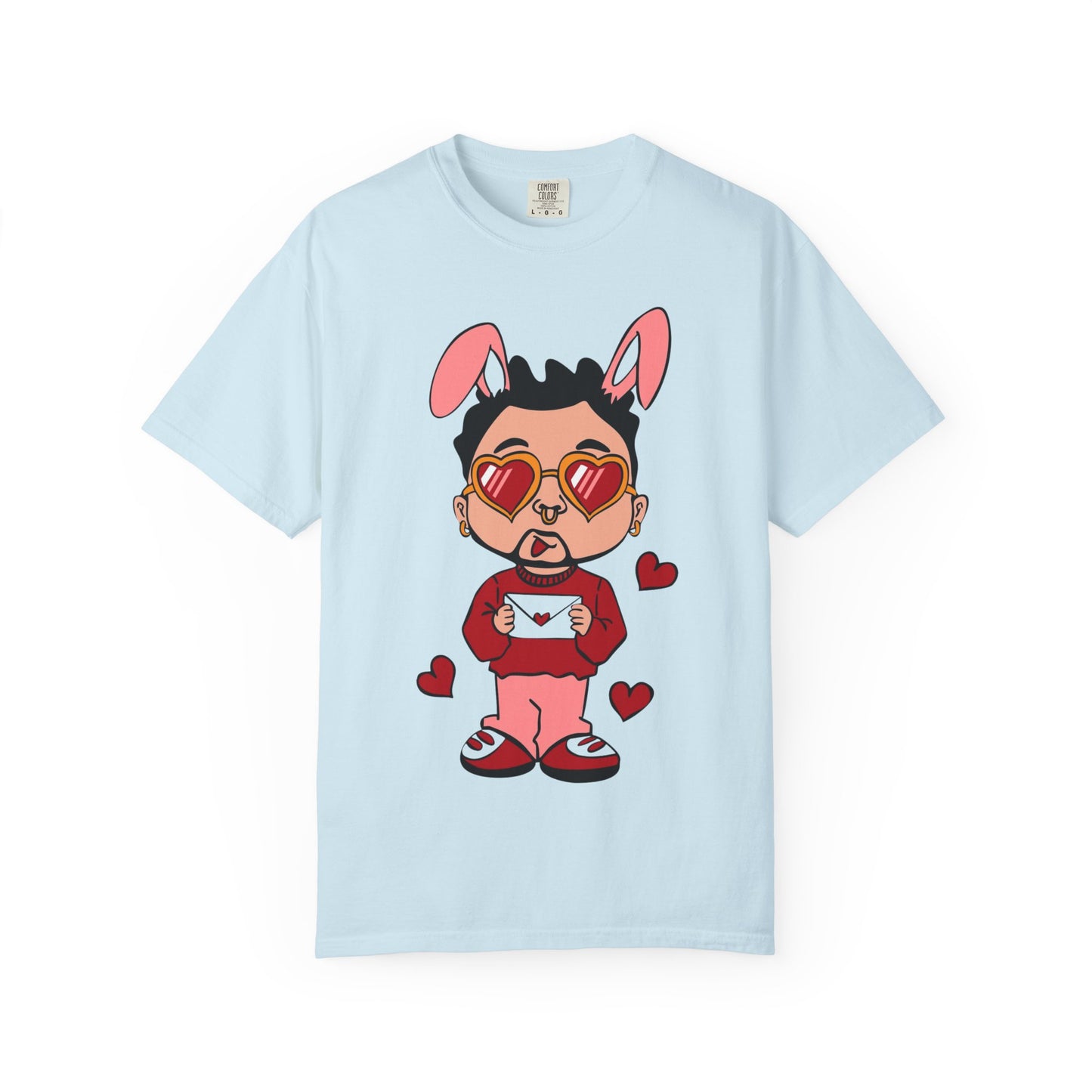 Valentine Bunny Dude T-Shirt — Cute Heart Eyes Love Graphic Tee