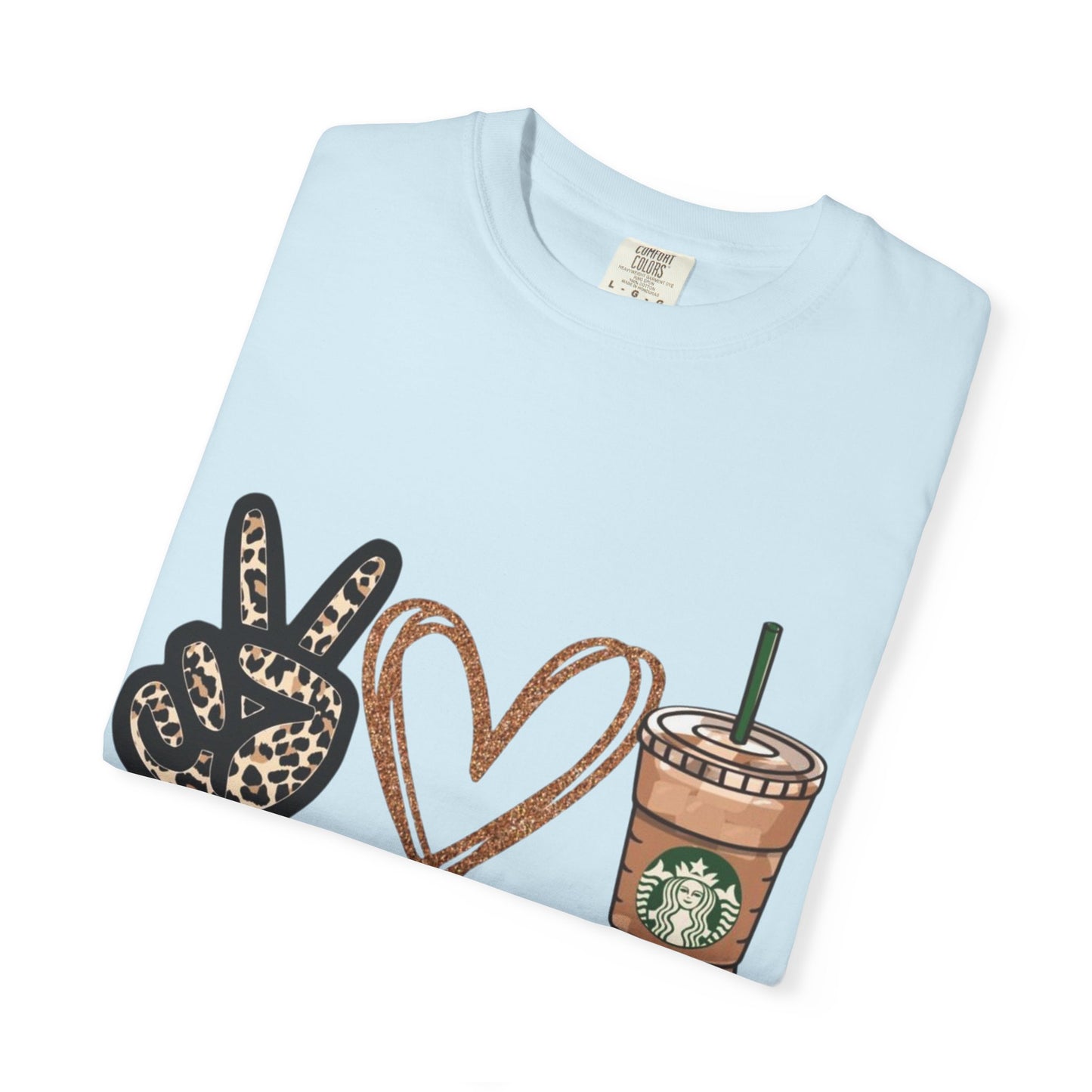 Peace Love Starbucks T-Shirt | Leopard Peace Sign Heart Coffee Cup