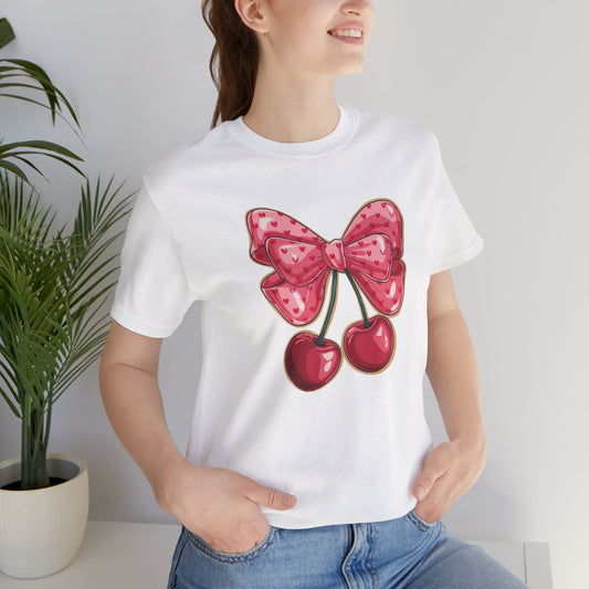 Cherry Bow Tee — Cute Pink Cherry Graphic T-Shirt