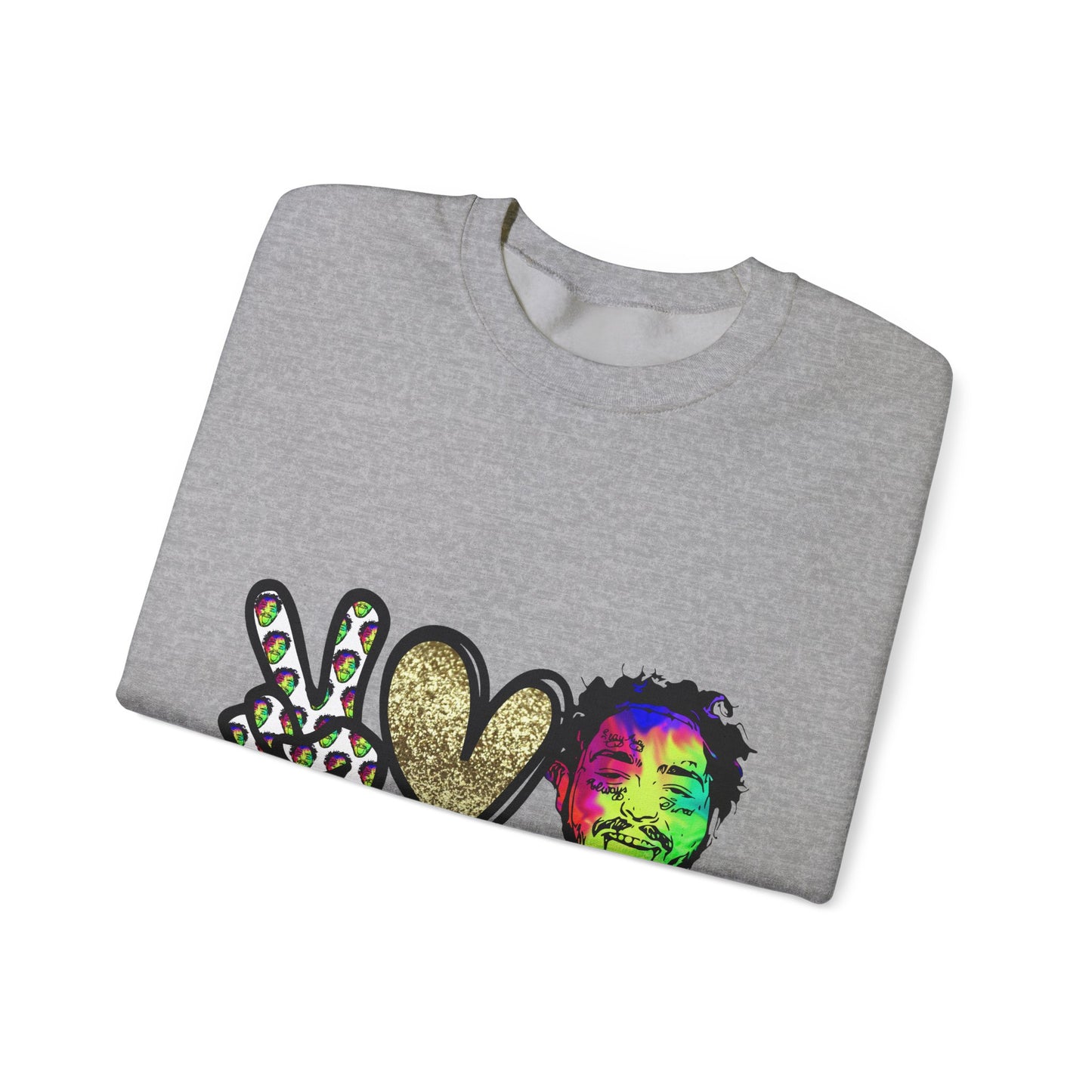 Leopard Peace Sign with Gold Heart crewneck sweatshirt | peace  love