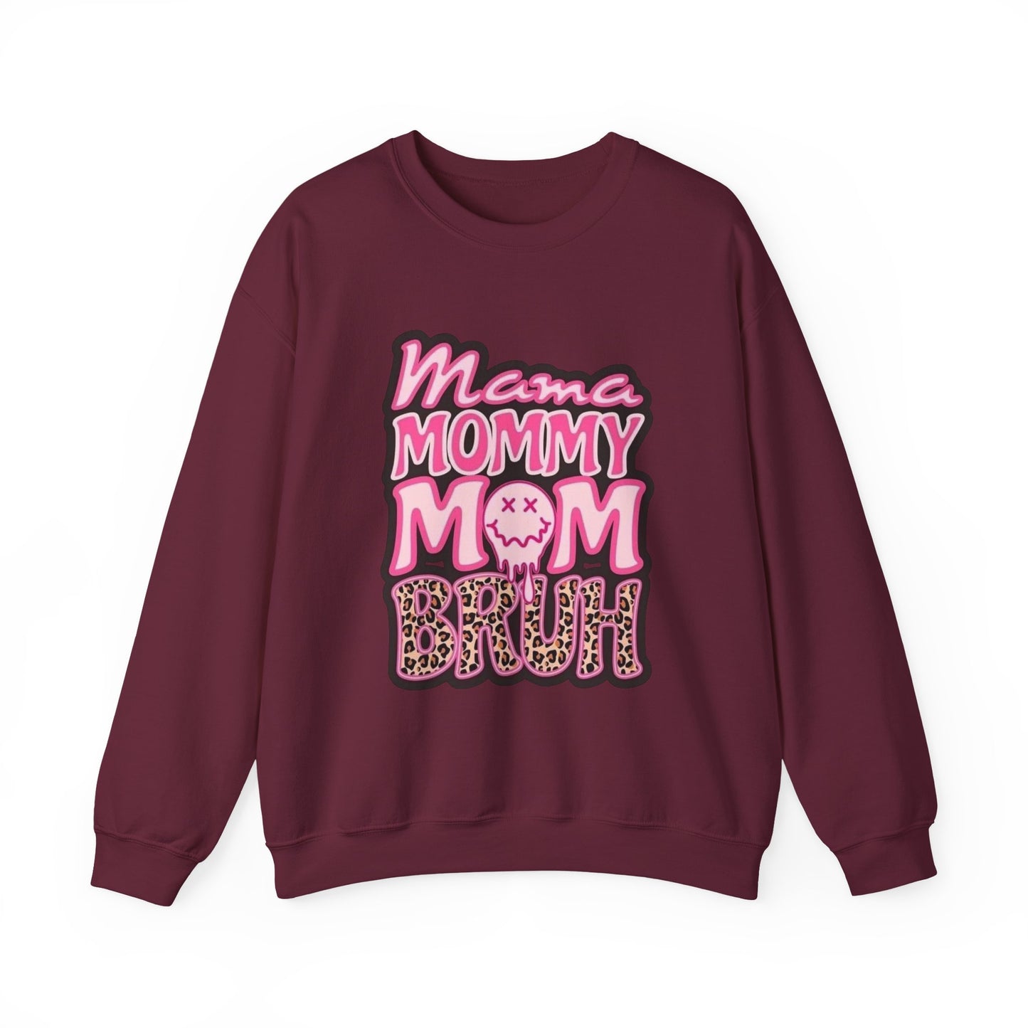 Mama Mommy Mom Bruh sweatshirt | Pink leopard text crewneck
