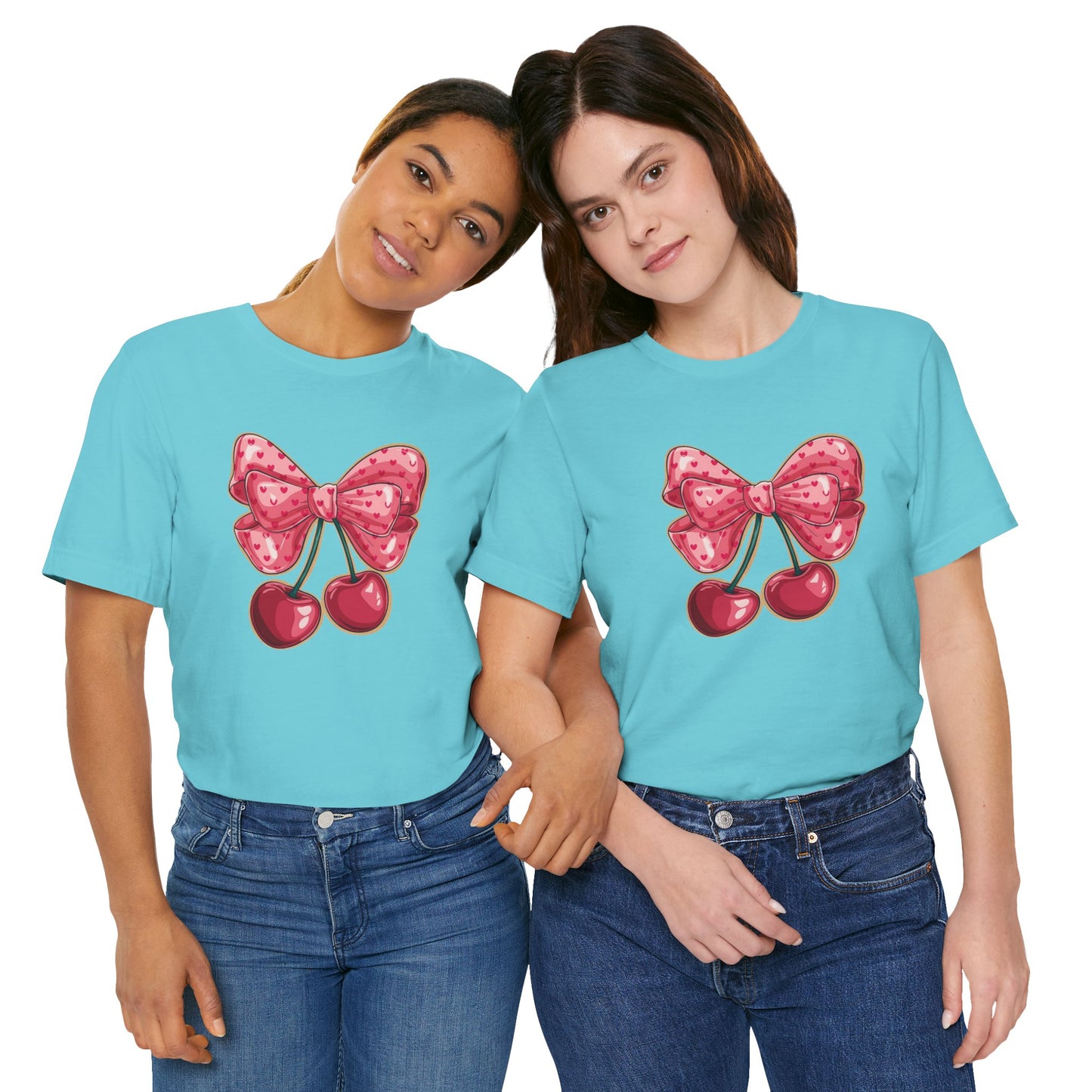 Cherry Bow Tee — Cute Pink Cherry Graphic T-Shirt