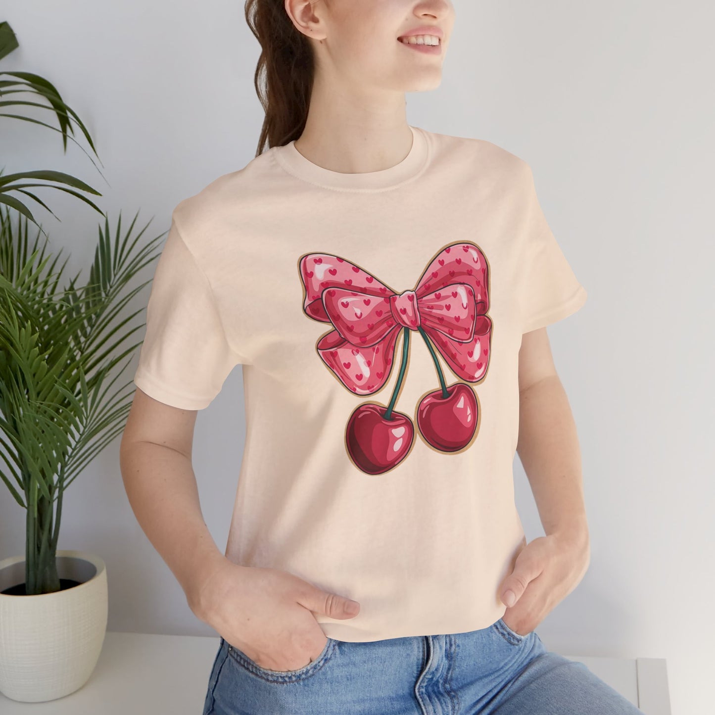 Cherry Bow Tee — Cute Pink Cherry Graphic T-Shirt